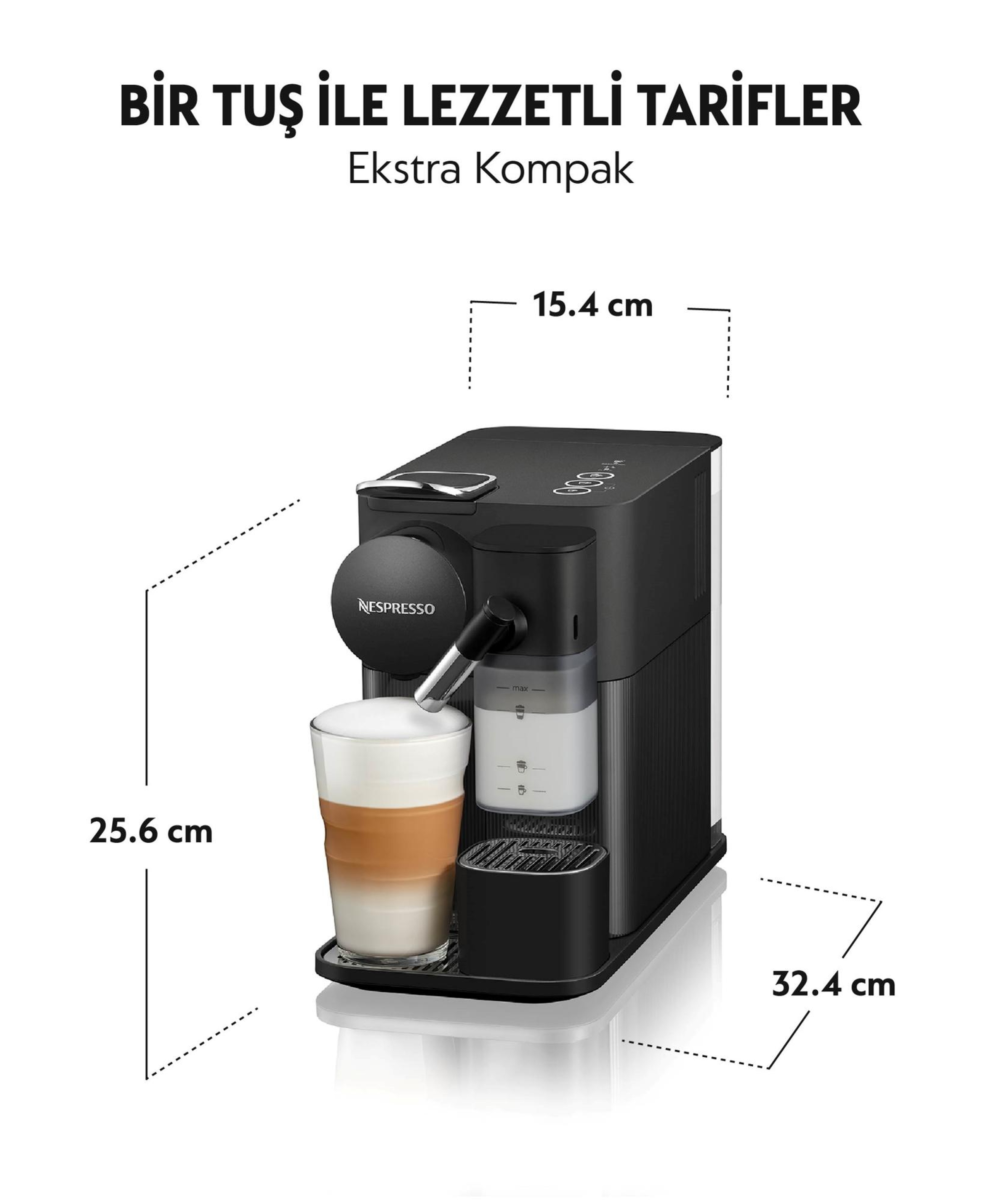 Nespresso F121 Latissima One Süt Çözümlü Espresso Kahve Makinesi,Siyah