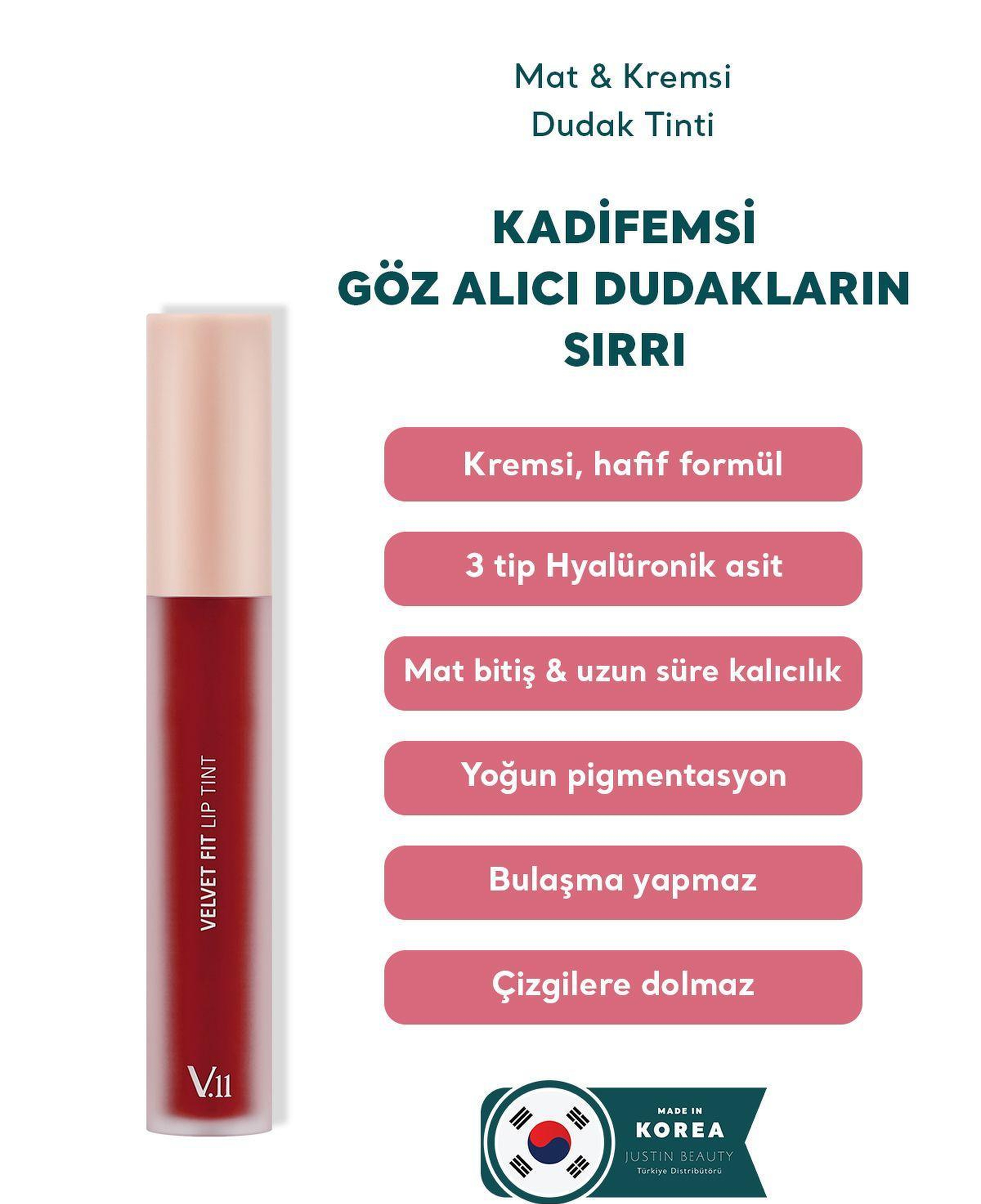 Village 11 Factory Velvet Fit Lip Tint Melted Cherry 4.7g - Mat & Kremsi Dudak Tinti