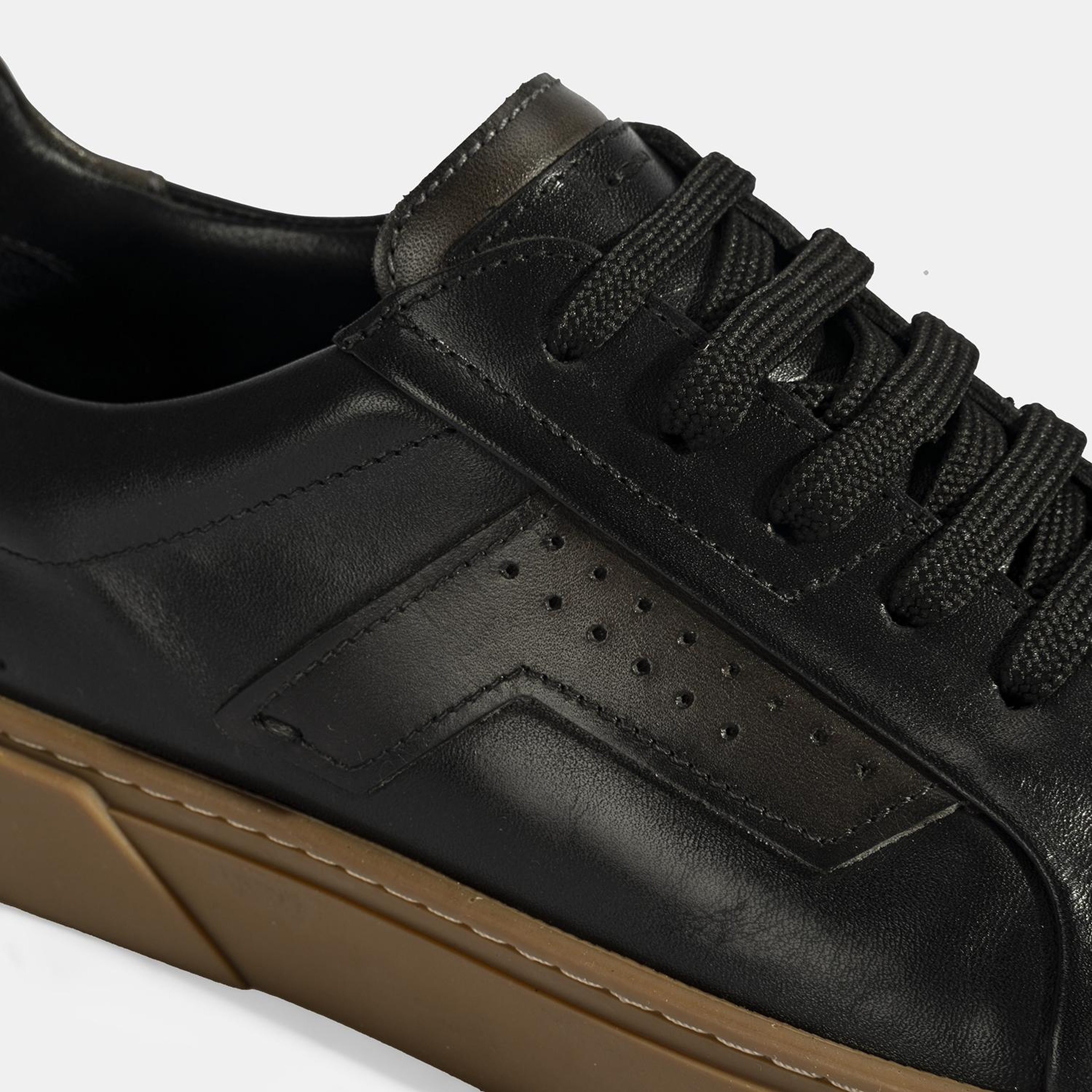 Erkek Siyah Bağcıklı Deri Günlük Ayakkabı