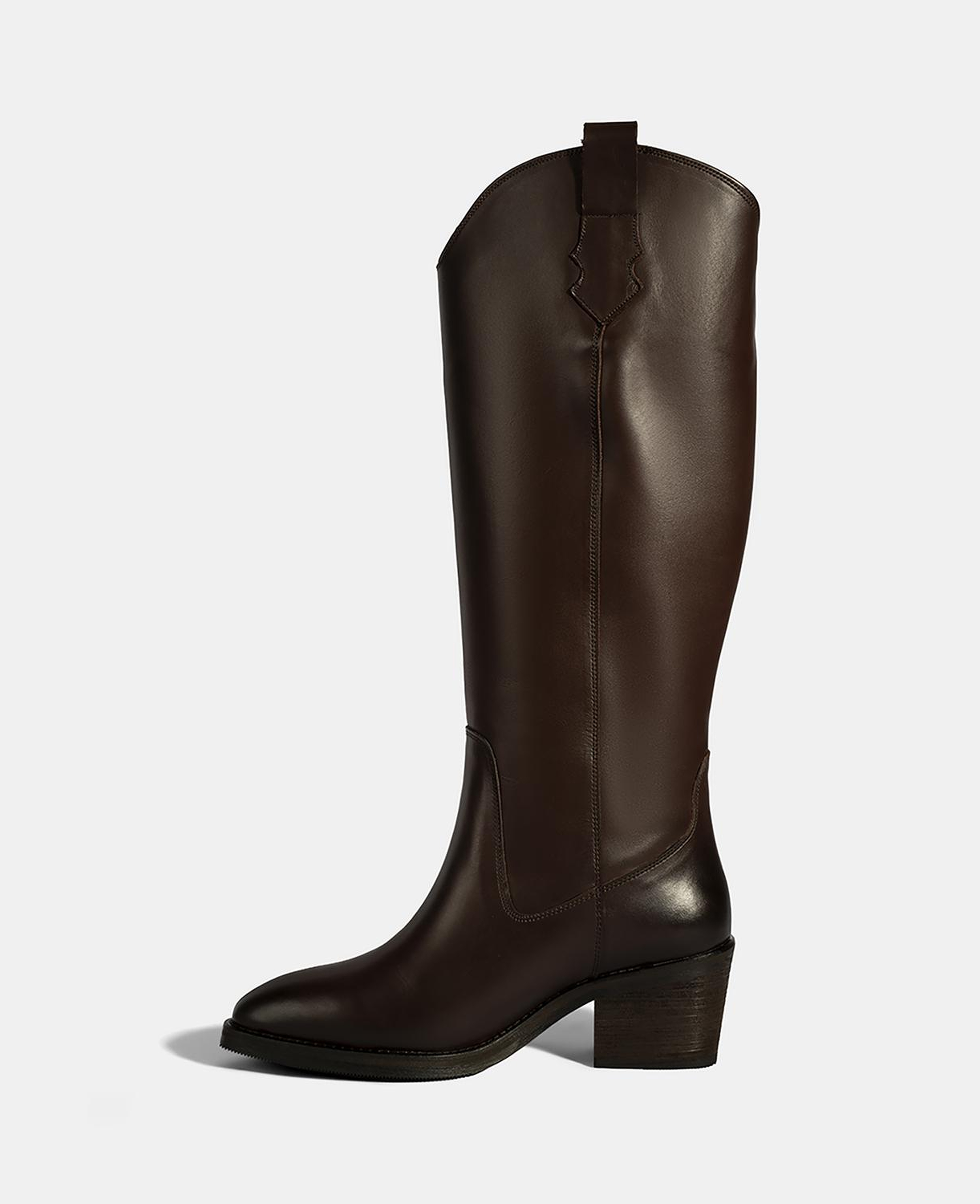 Kadın Kahve Kalın Topuklu Deri Çizme