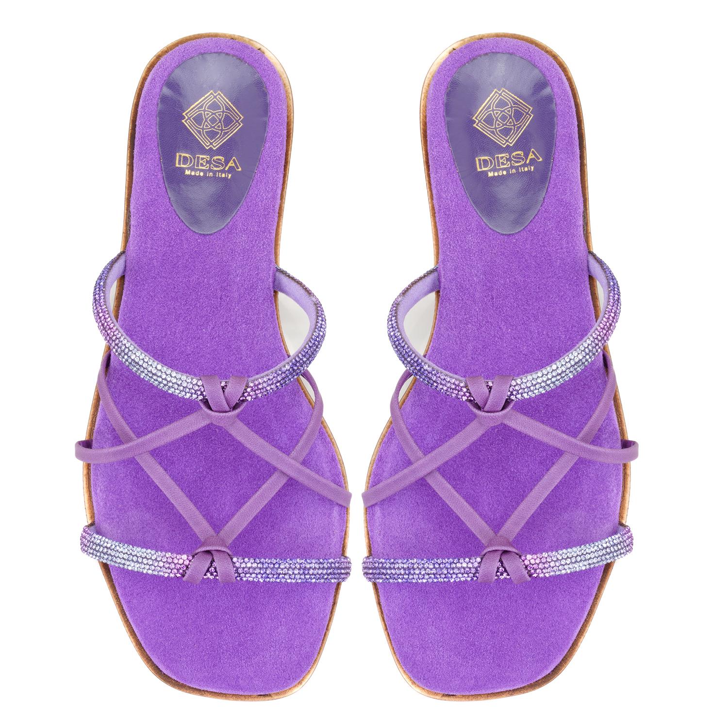 Kadın Mor Parlak Taşlı Terlik