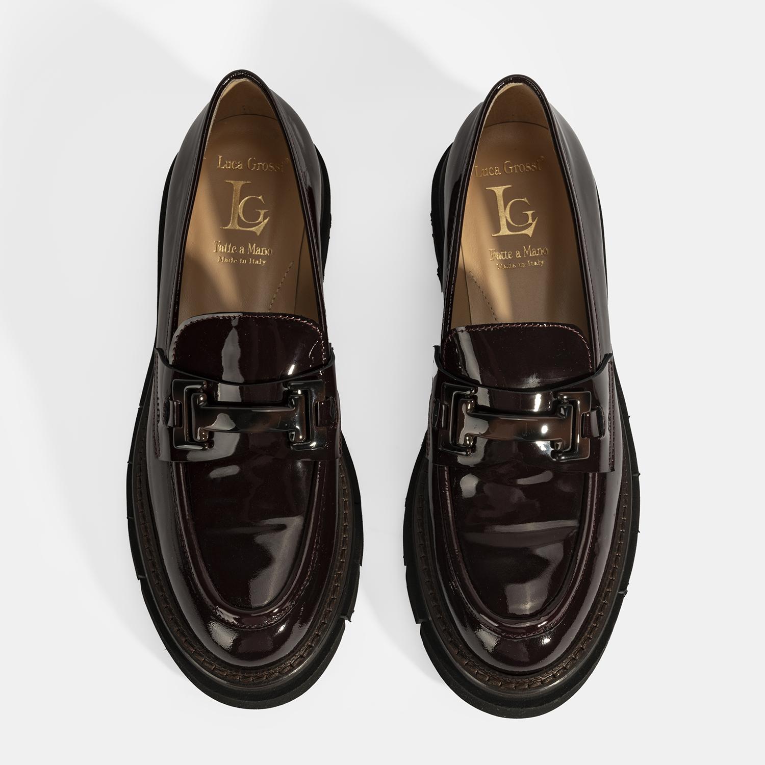 Luca Grossi Kadın Bordo Toka Detaylı Rugan Loafer