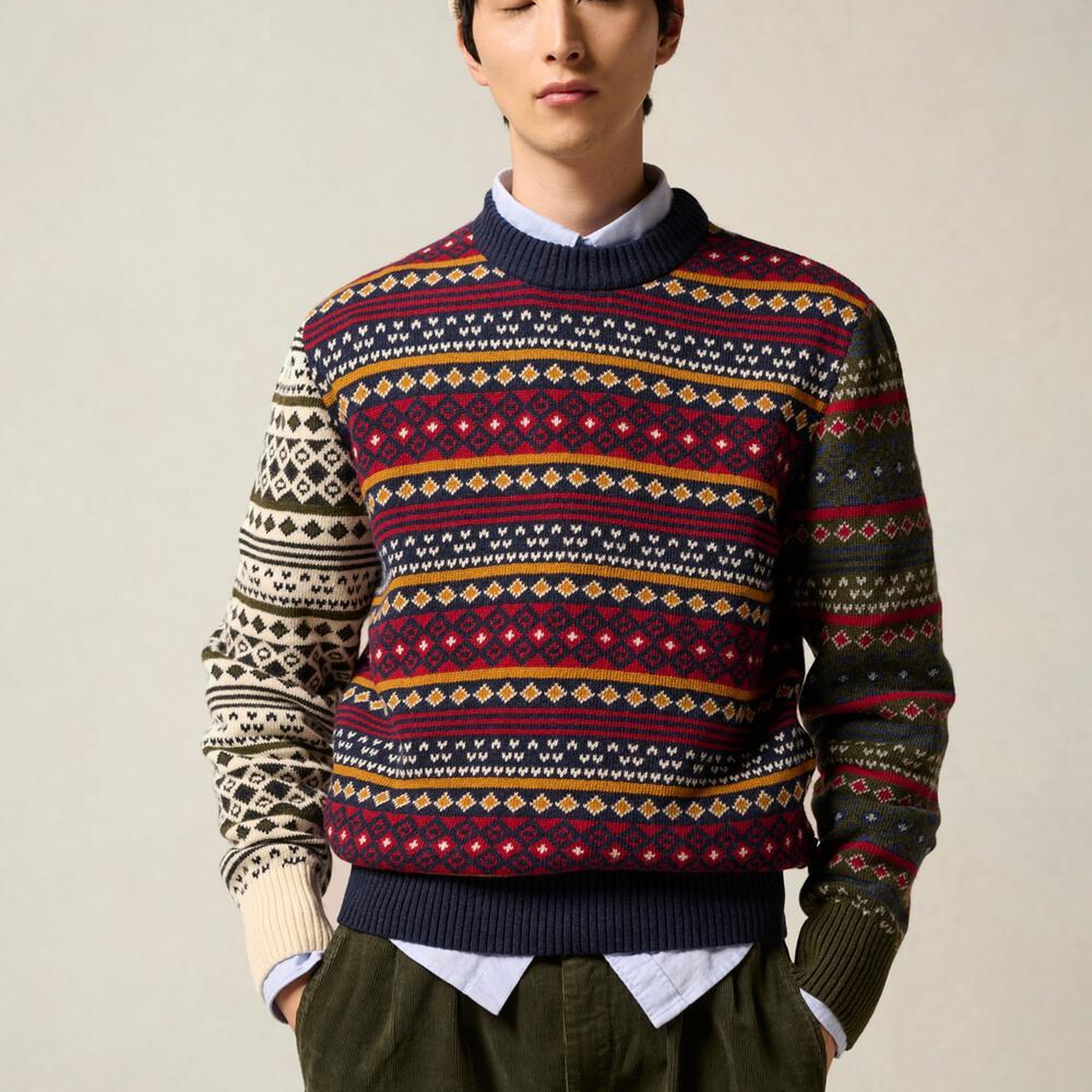 Barbour Patchwork Fair Isle Crew Neck Kazak