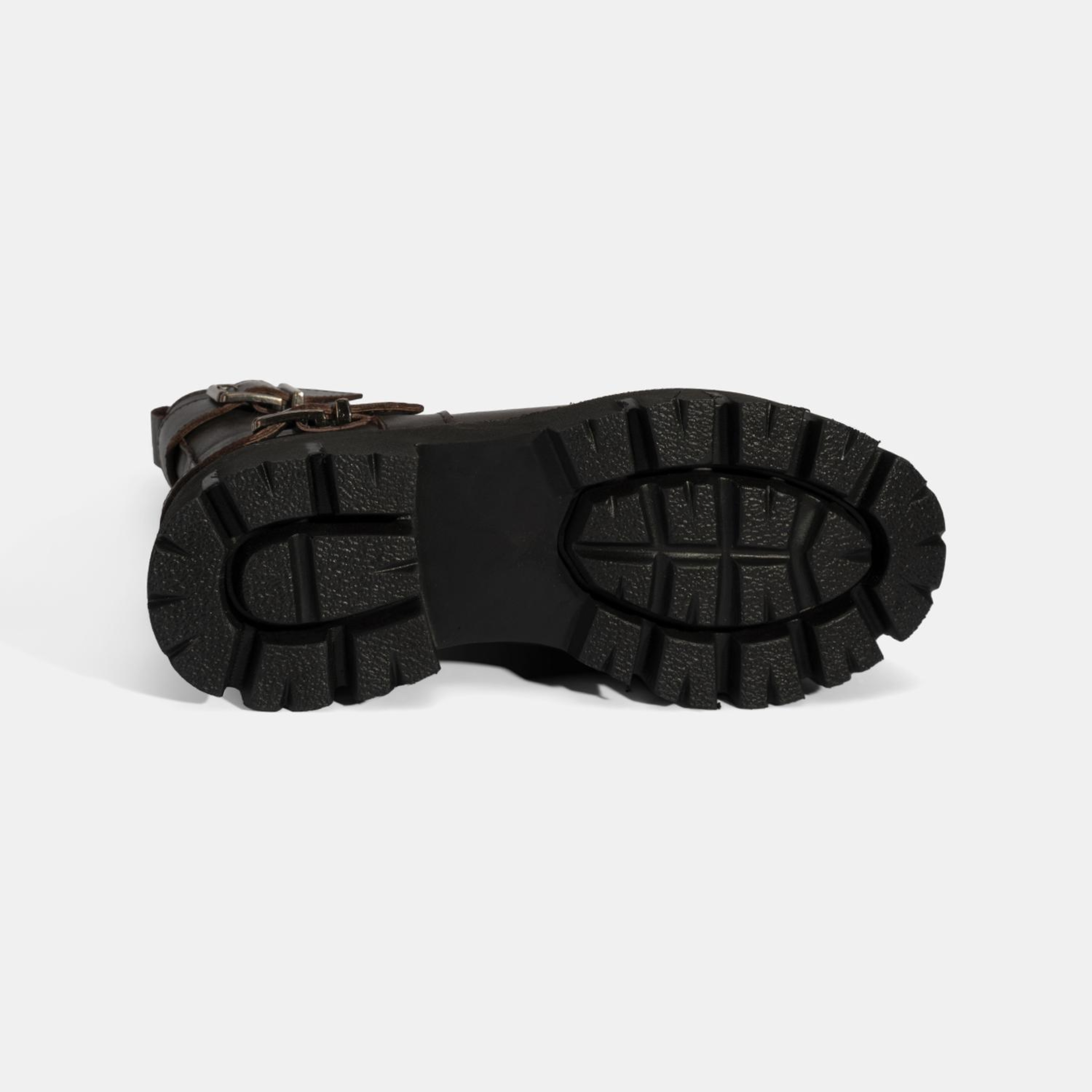 Kadın Kahve Metal Tokalı Deri Bot