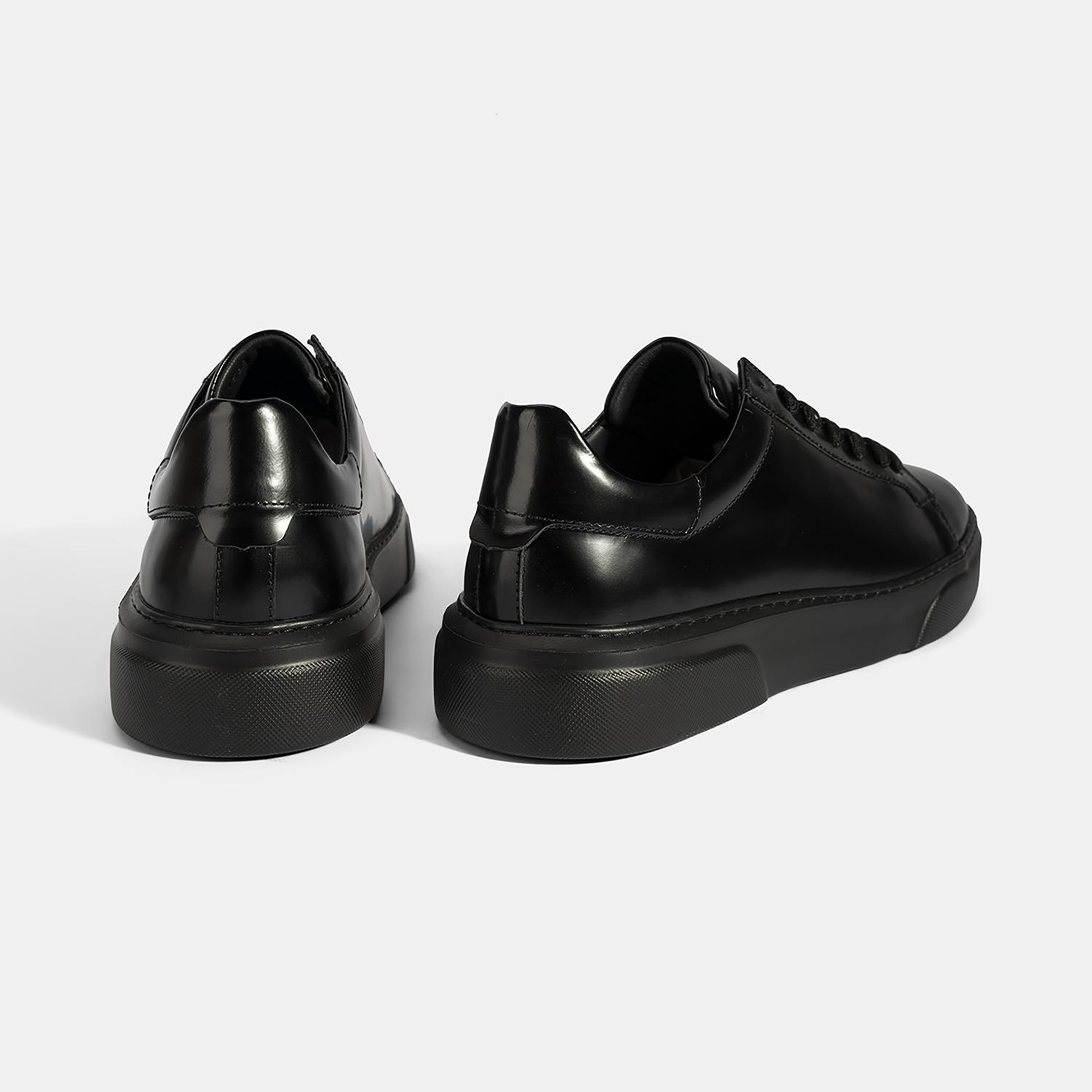 Erkek Siyah Bağcıklı Deri Günlük Ayakkabı