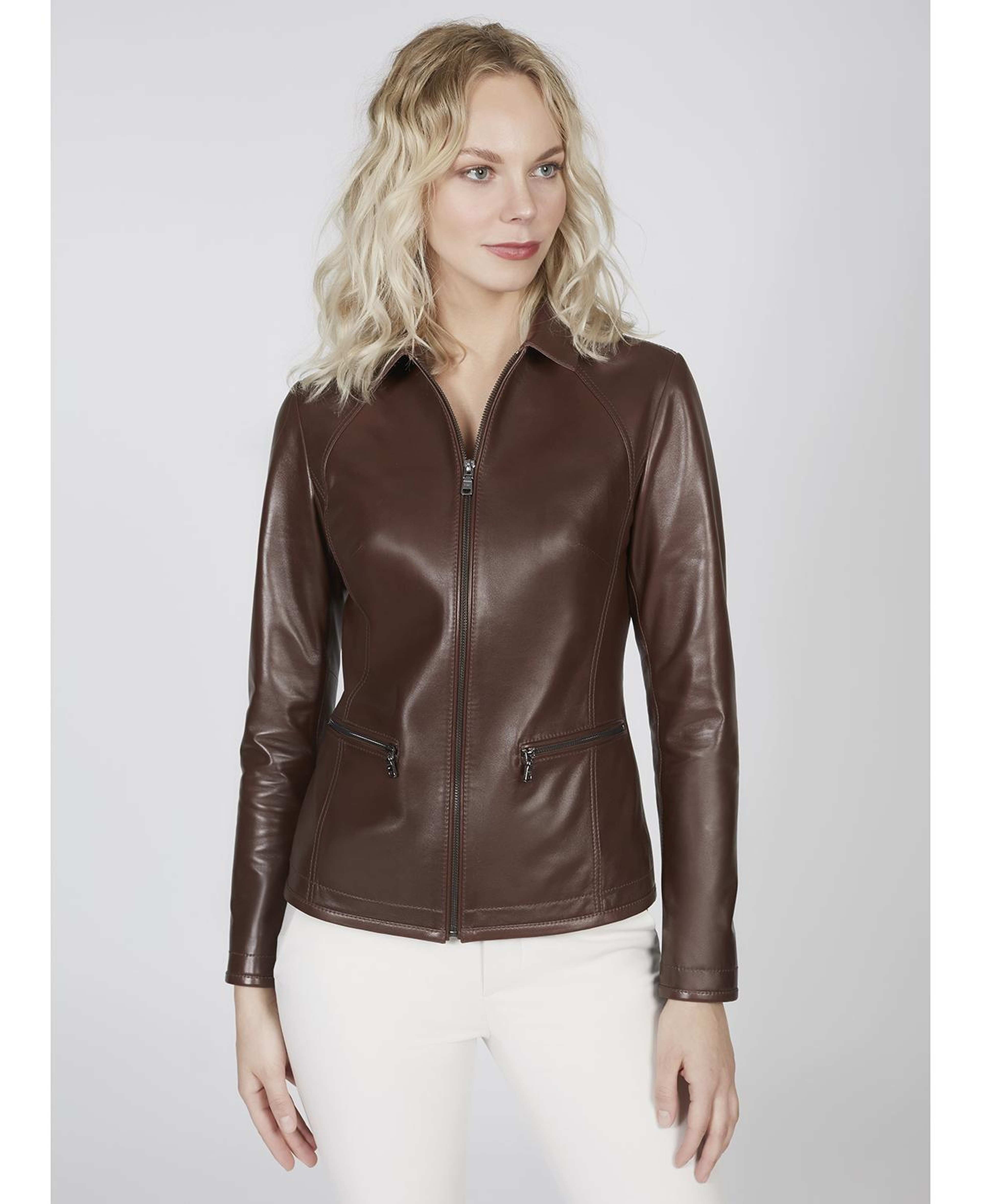 Alda Kadın Gömlek Yakalı Deri Ceket