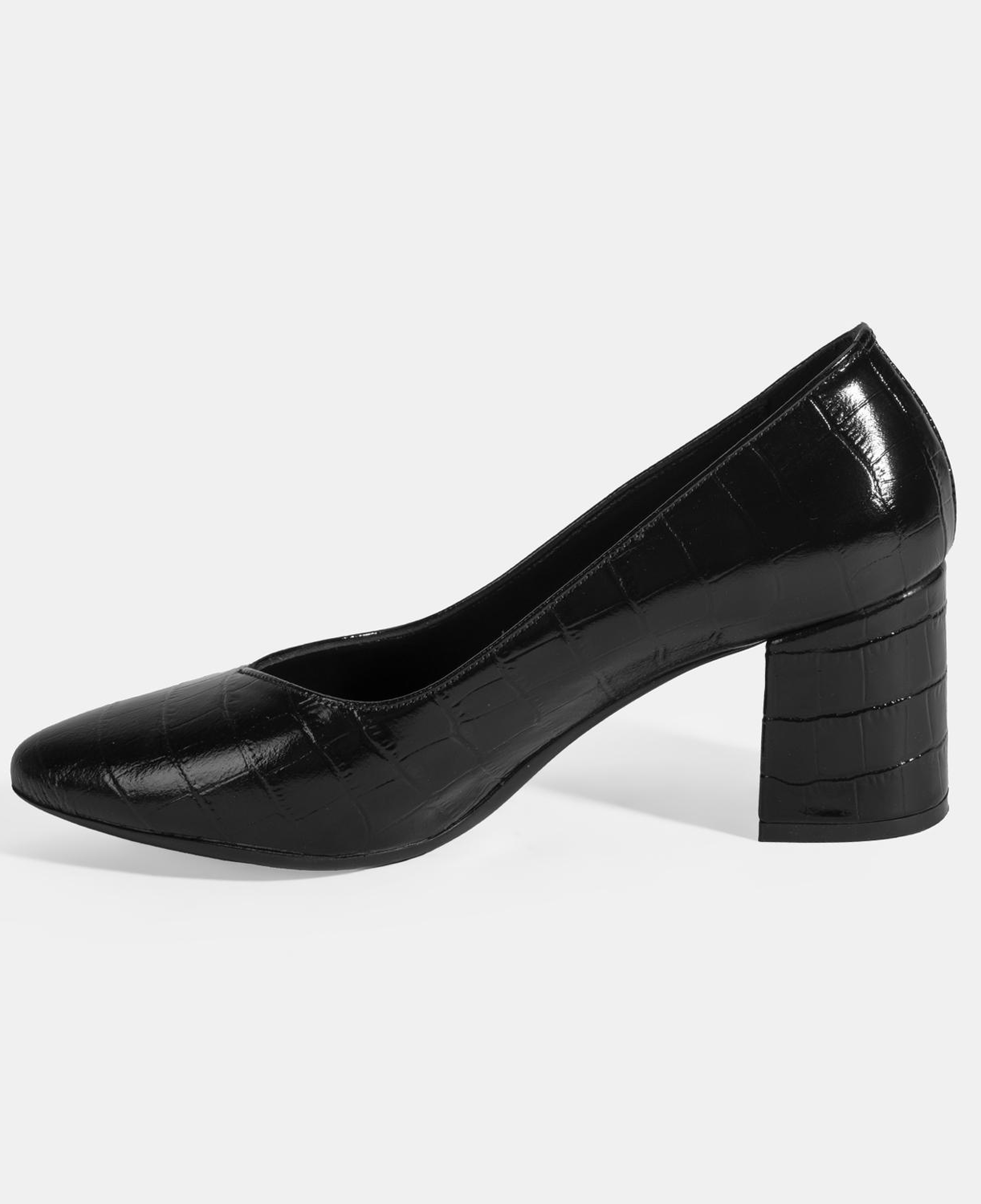 Kadın Siyah Kroko Baskılı Topuklu Klasik Ayakkabı