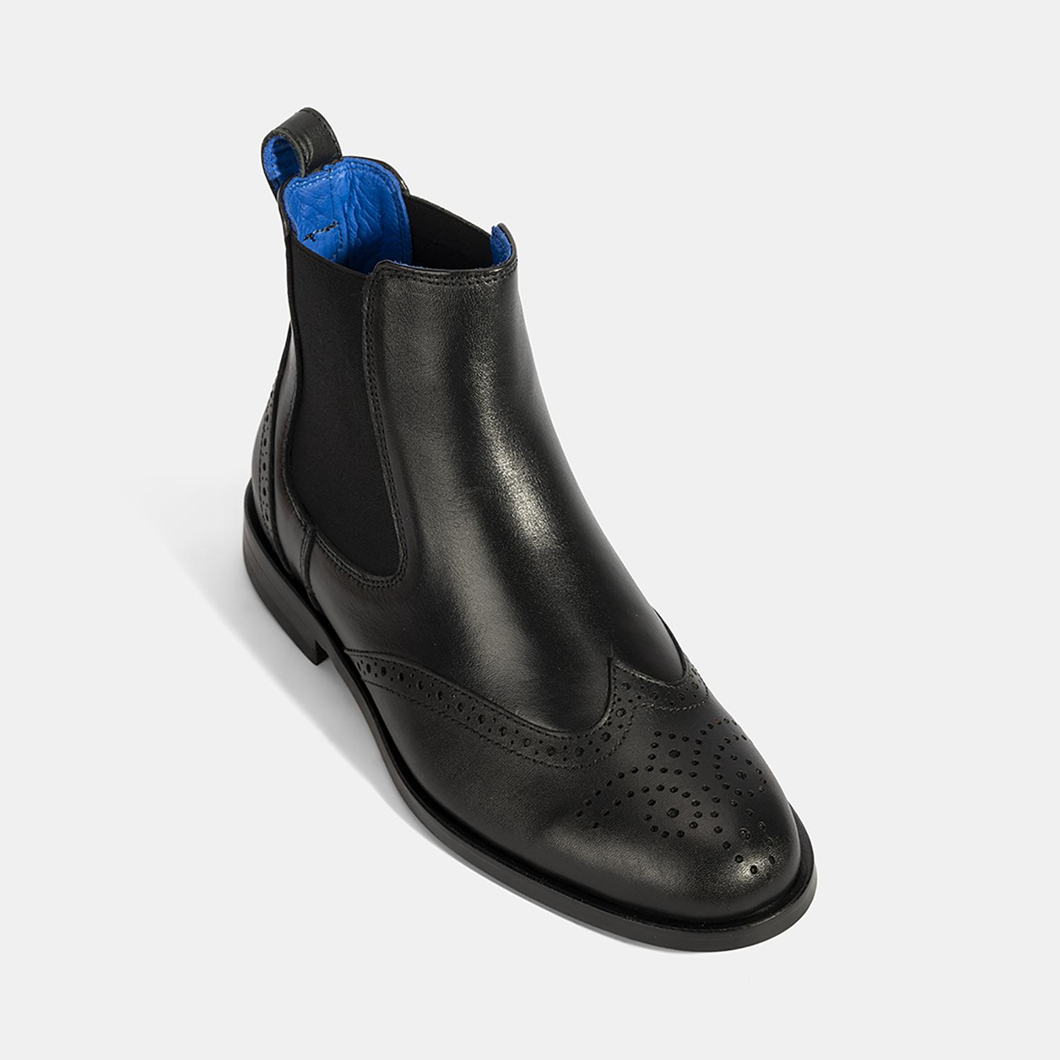 Kadın Mavi Astar Detaylı Siyah Chelsea Bot