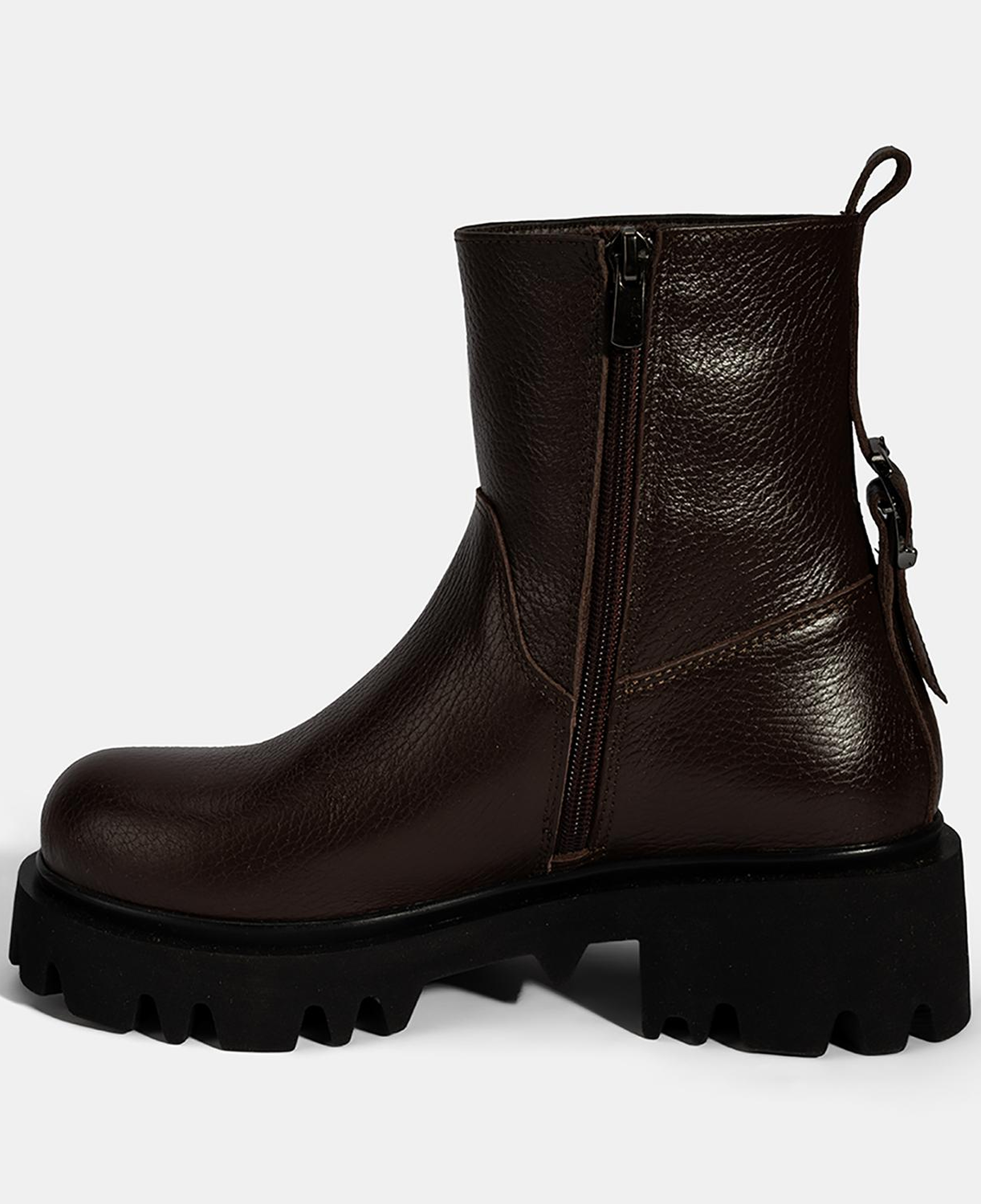 Kadın Kahve Kalın Tabanlı Deri Bot