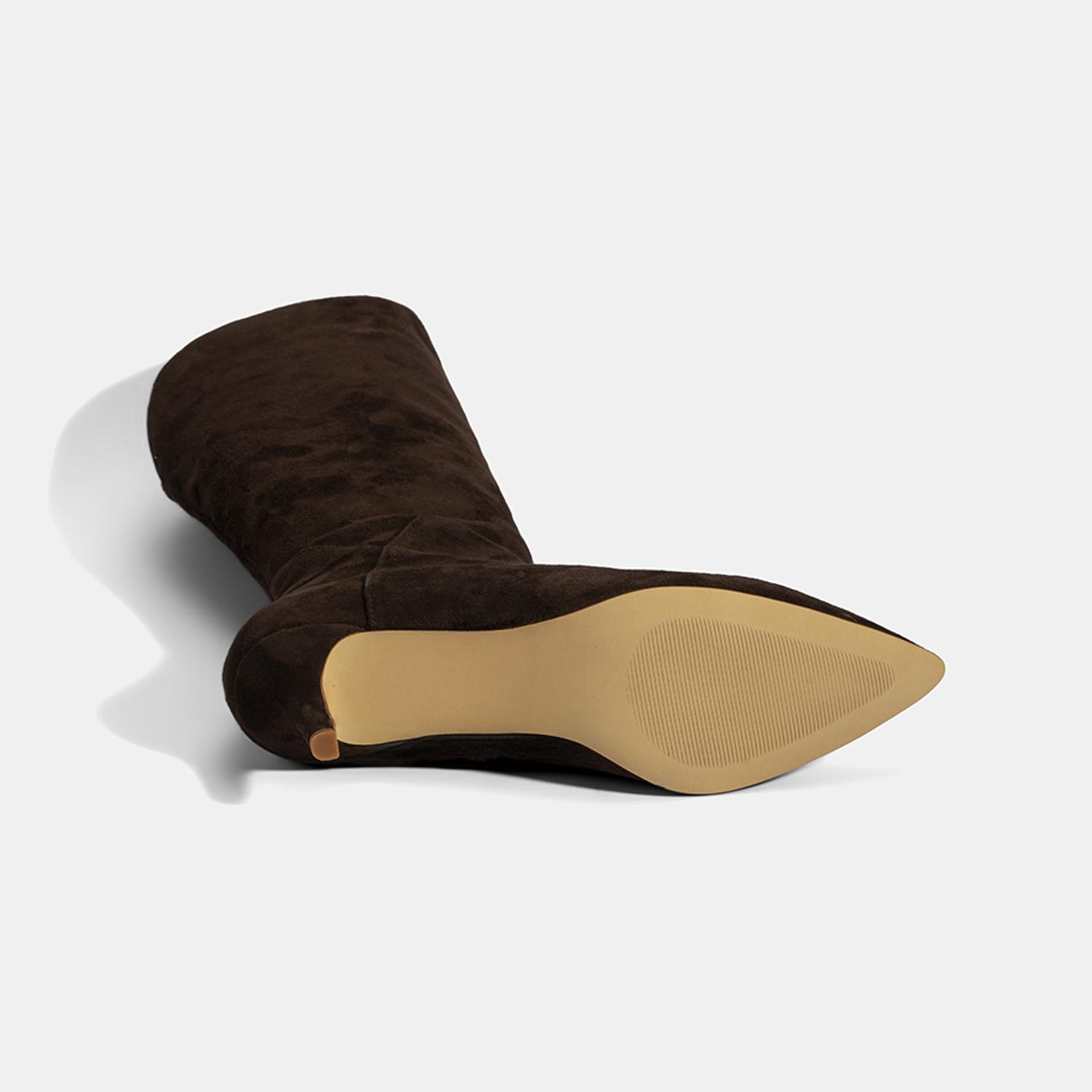 Kadın Kahve Sivri Burunlu İnce Topuklu Süet Çizme