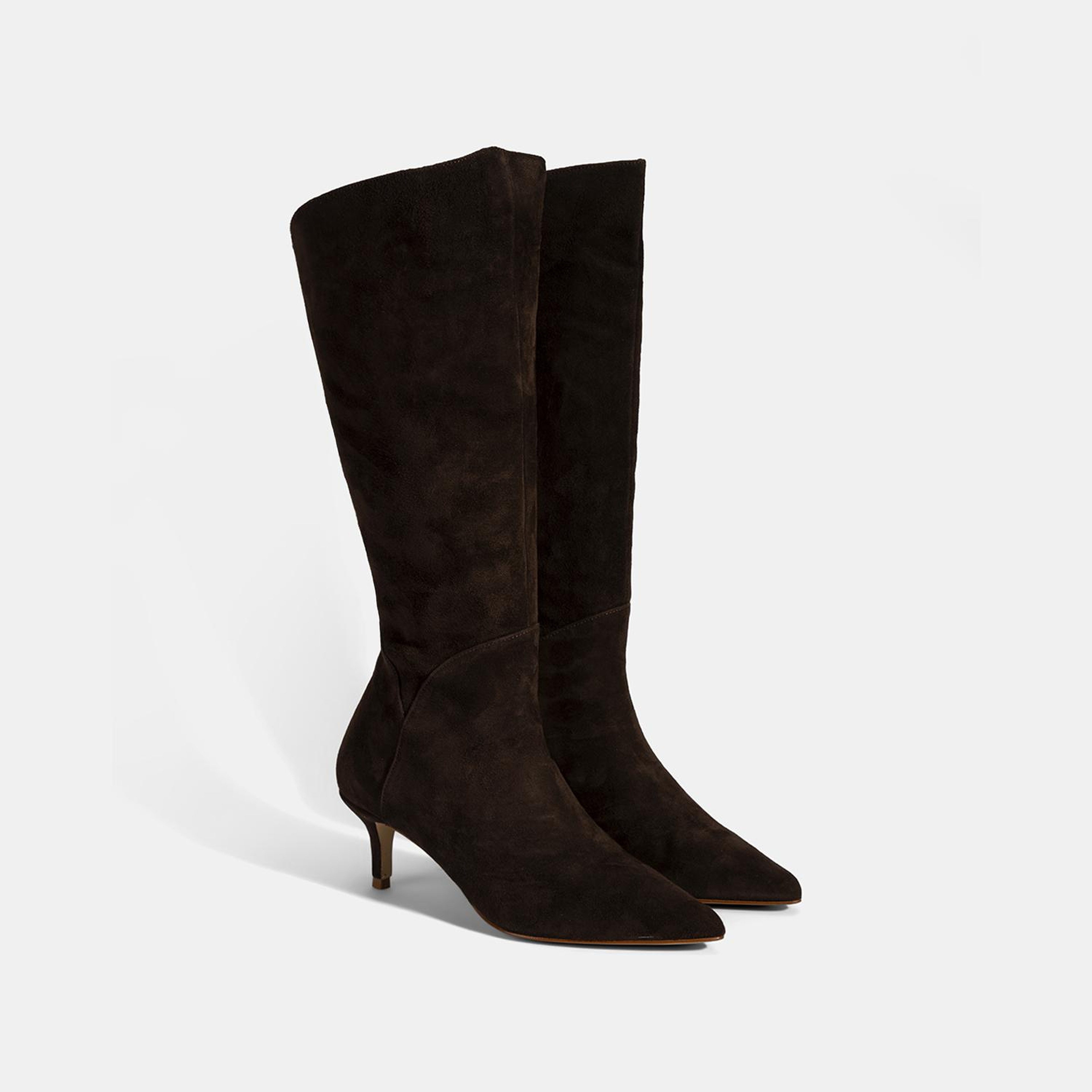 Kadın Kahve Sivri Burunlu İnce Topuklu Süet Çizme