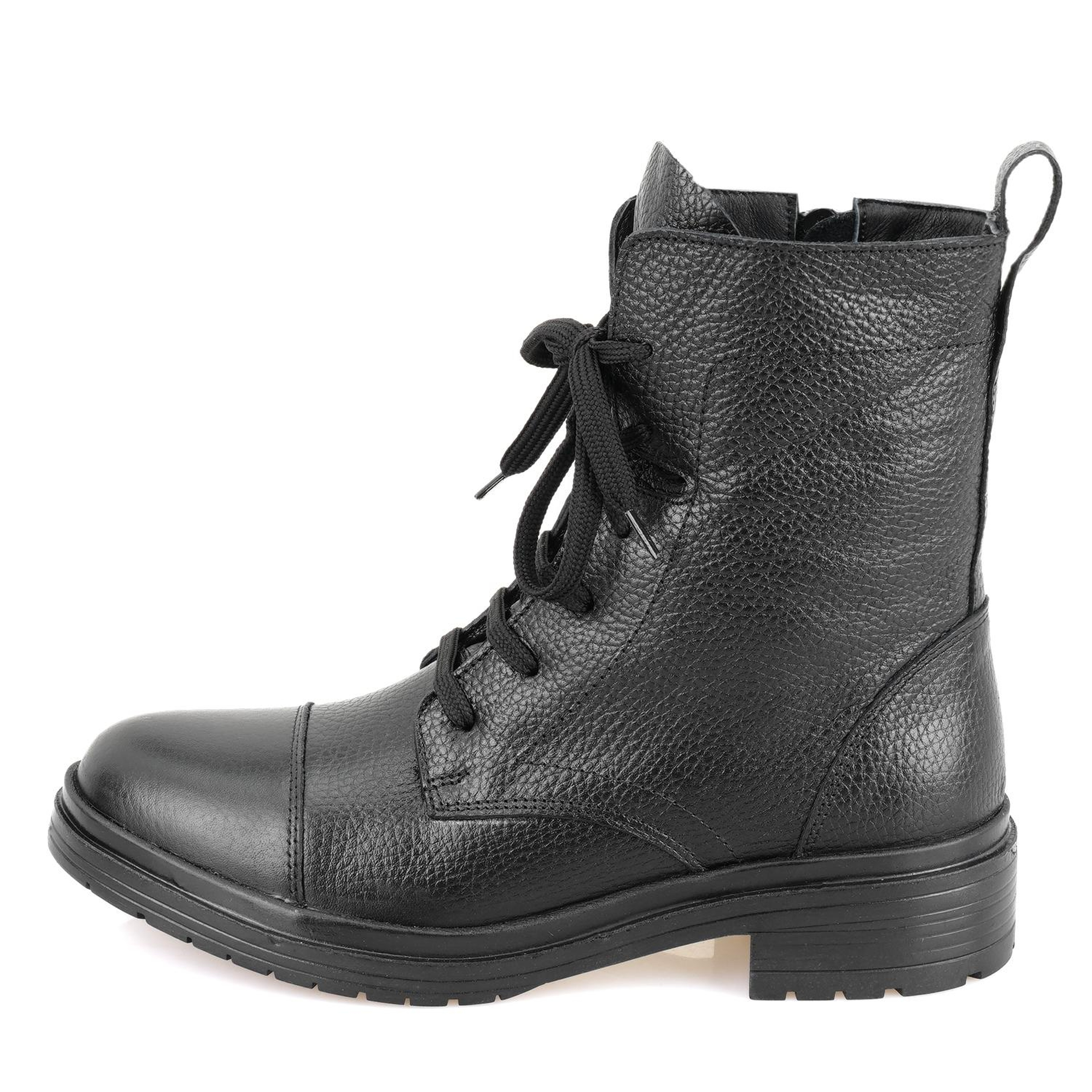 Kadın Siyah Fermuarlı Deri Bot