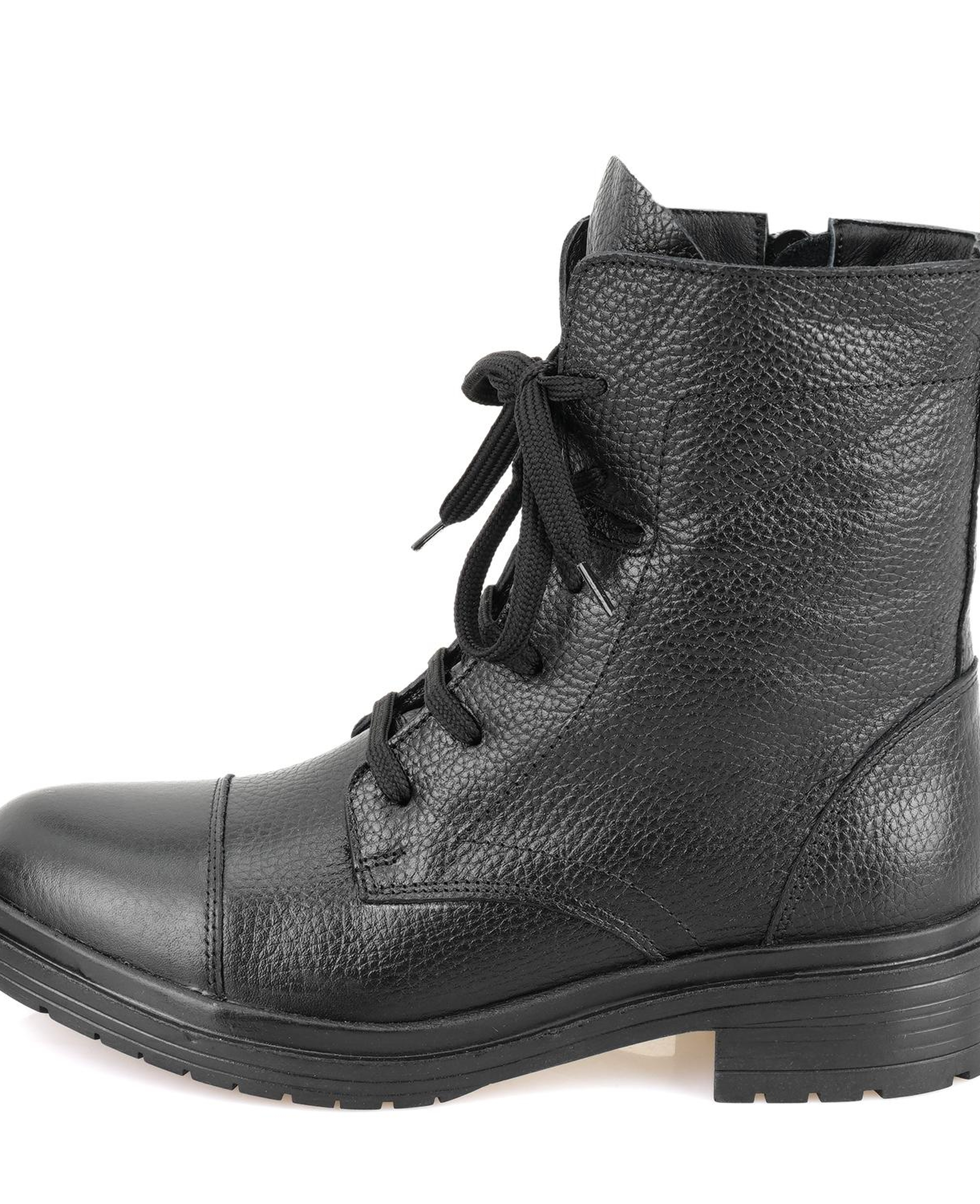 Kadın Siyah Fermuarlı Deri Bot