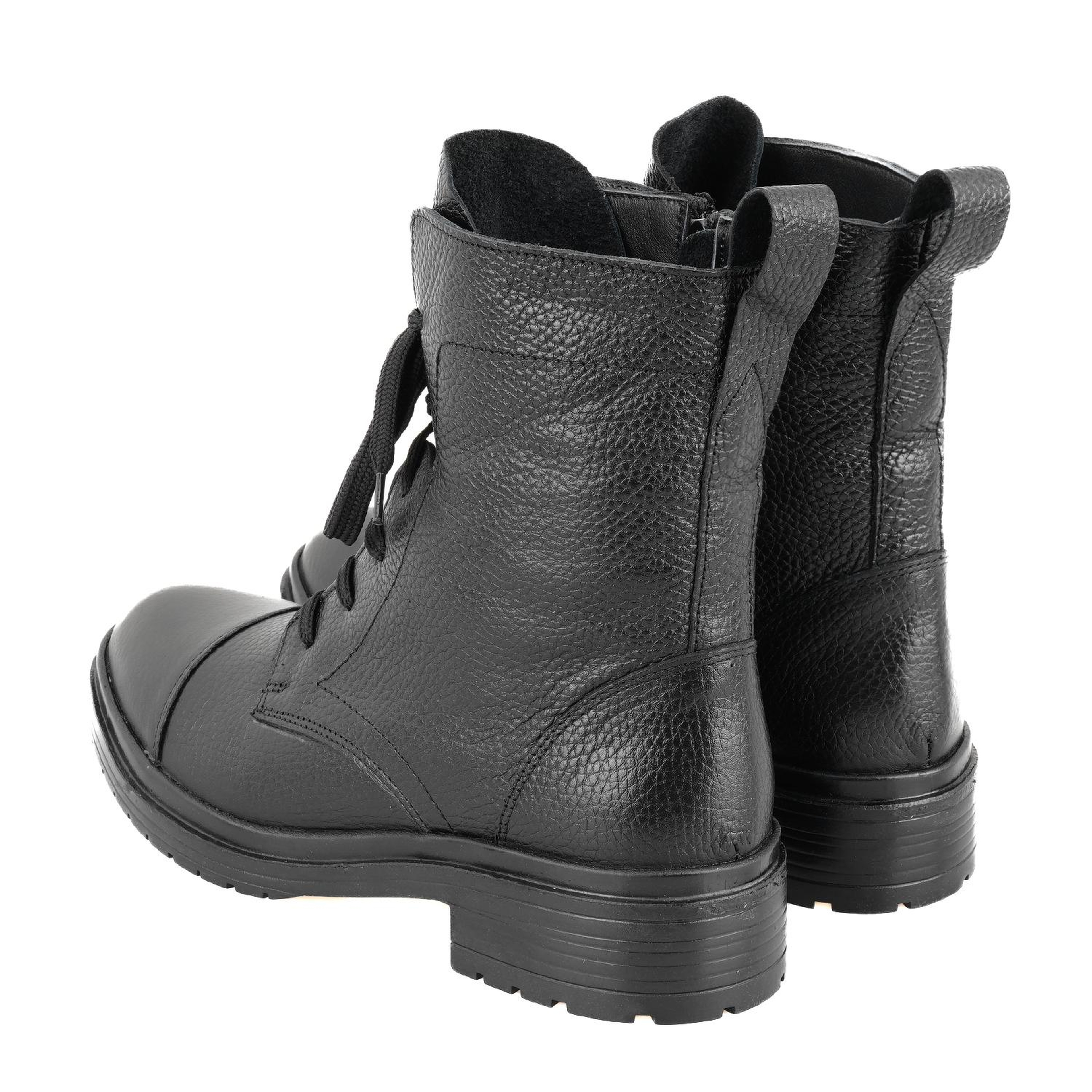 Kadın Siyah Fermuarlı Deri Bot