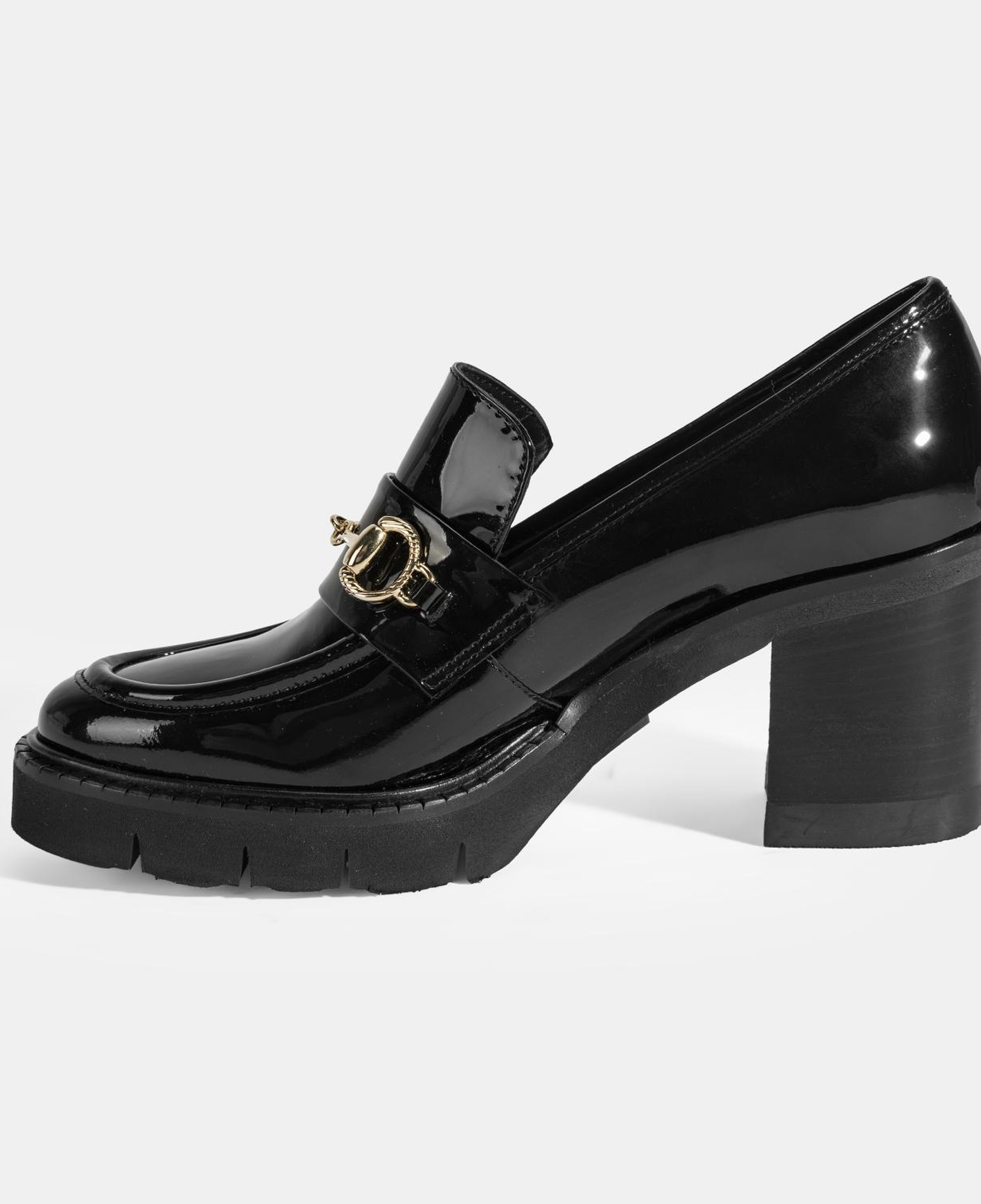 Luca Grossi Kadın Siyah Toka Detaylı Topuklu Rugan Loafer