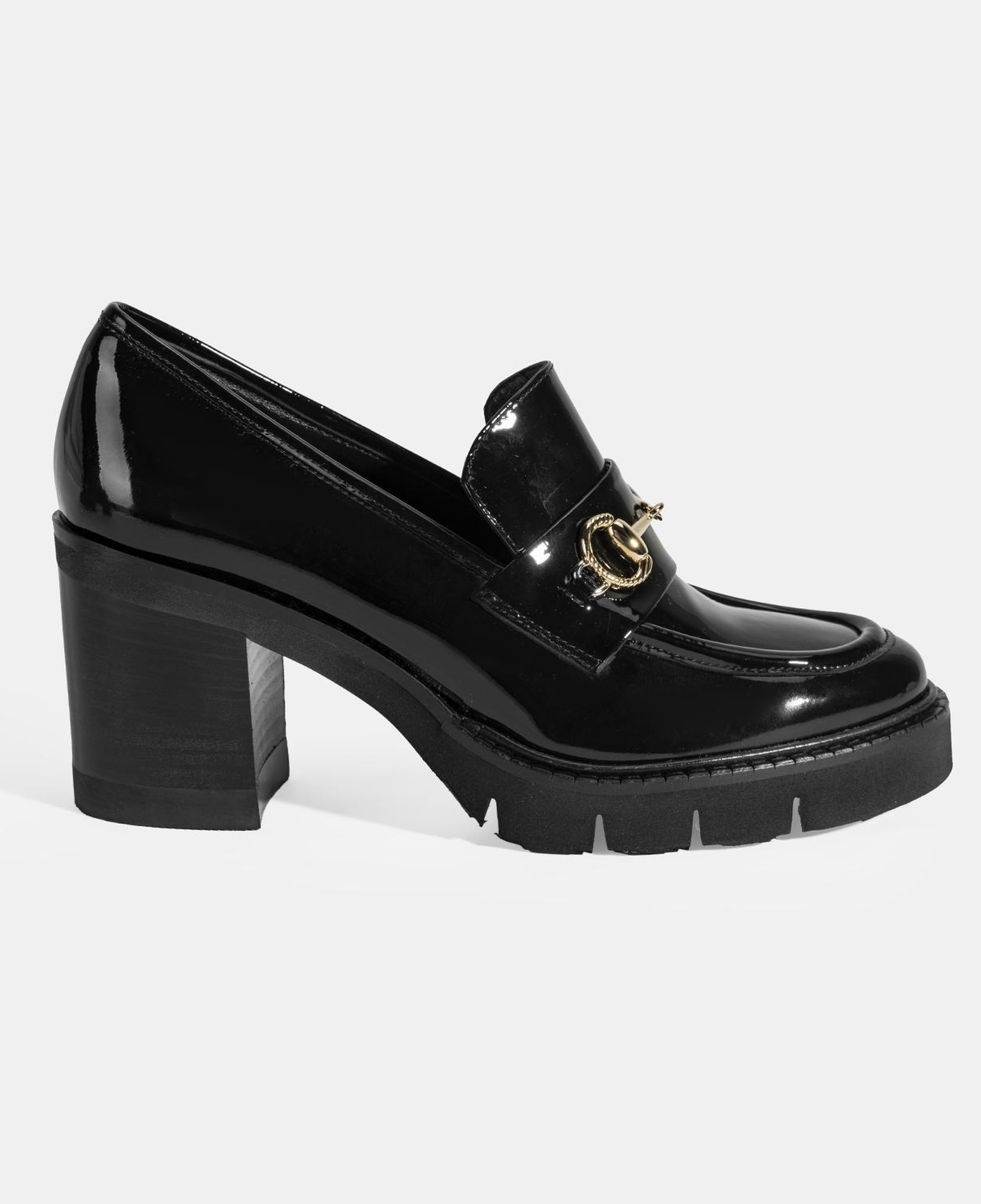 Luca Grossi Kadın Siyah Toka Detaylı Topuklu Rugan Loafer