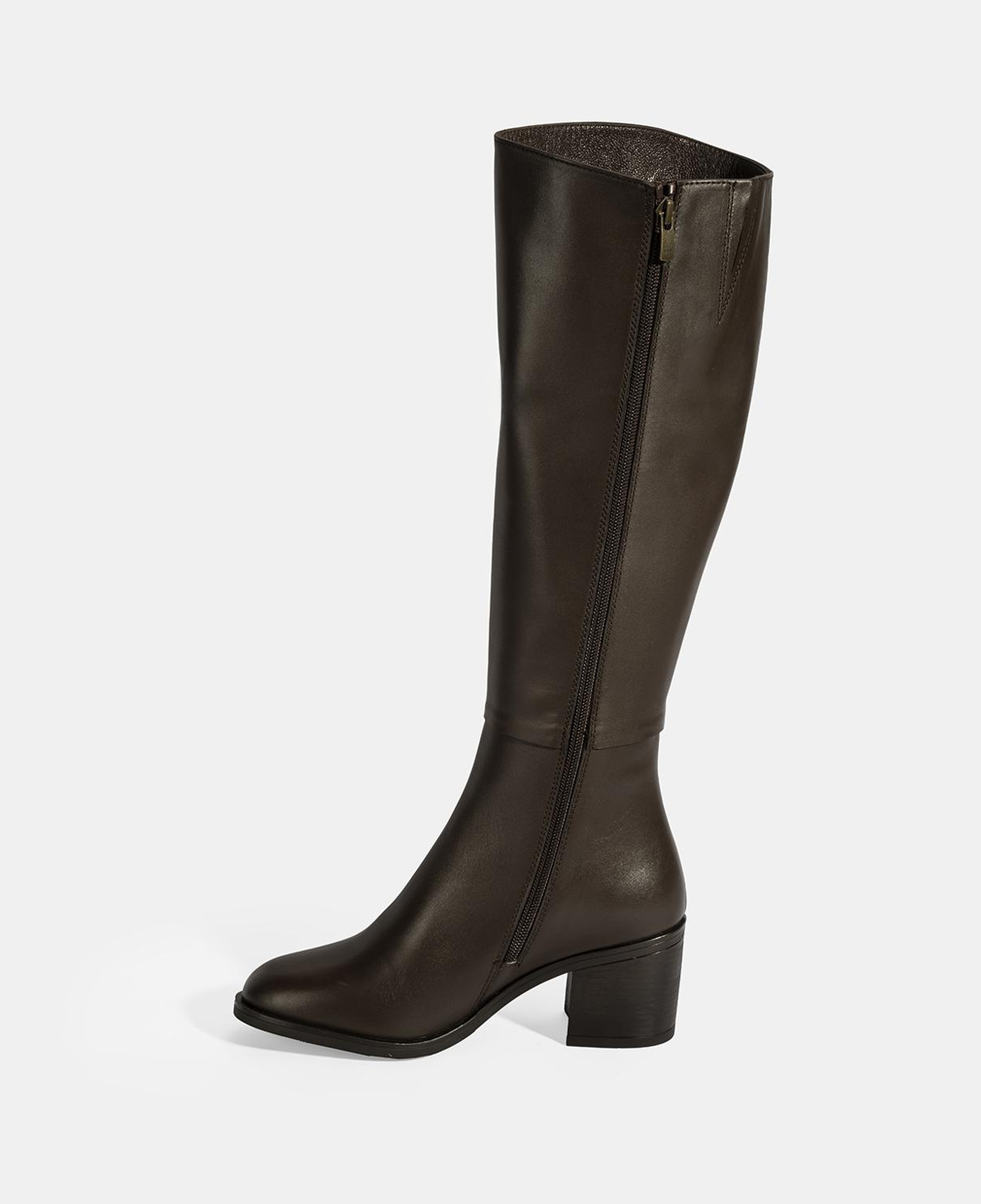 Kadın Kahve Kalın Topuklu Deri Çizme