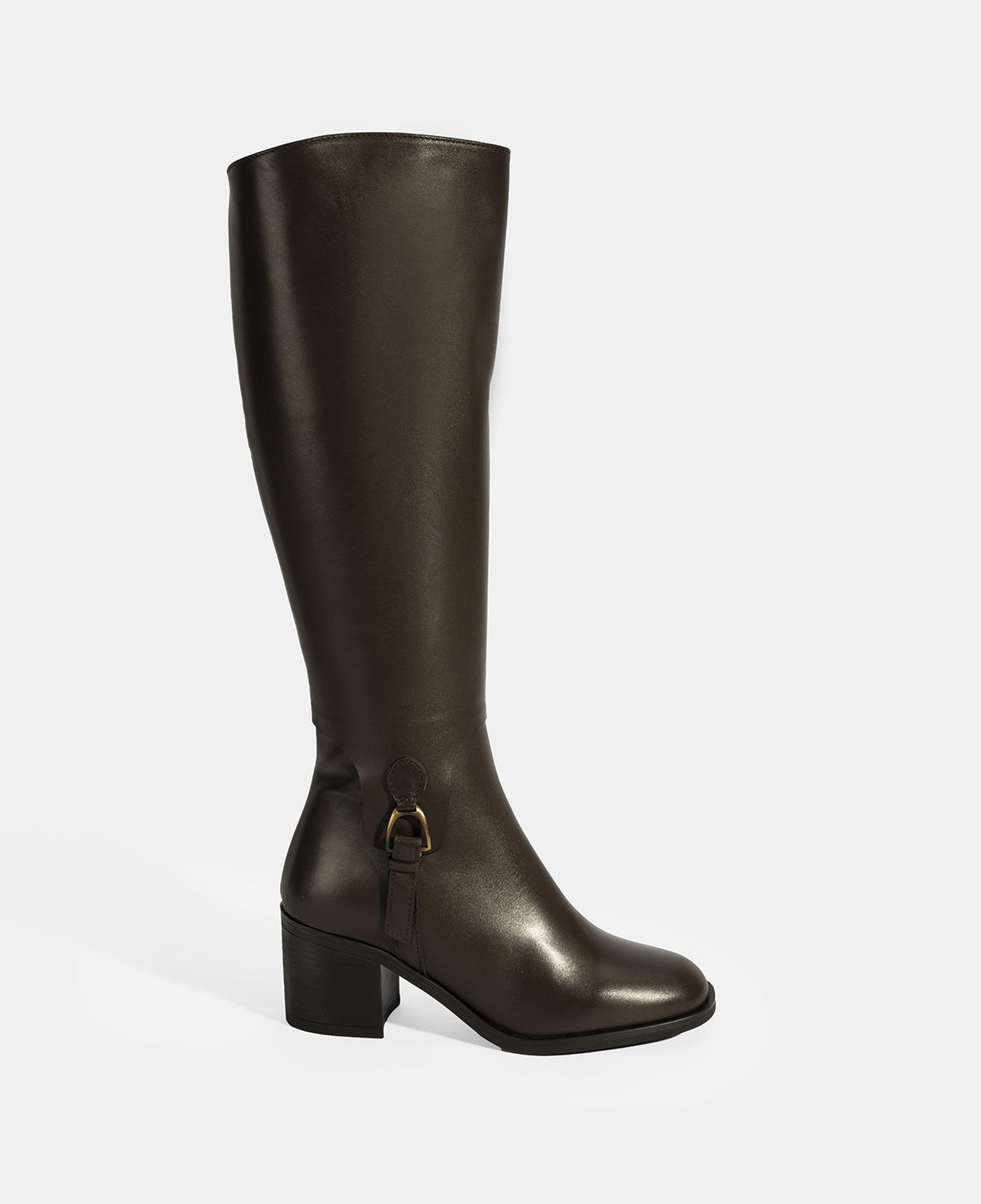 Kadın Kahve Kalın Topuklu Deri Çizme