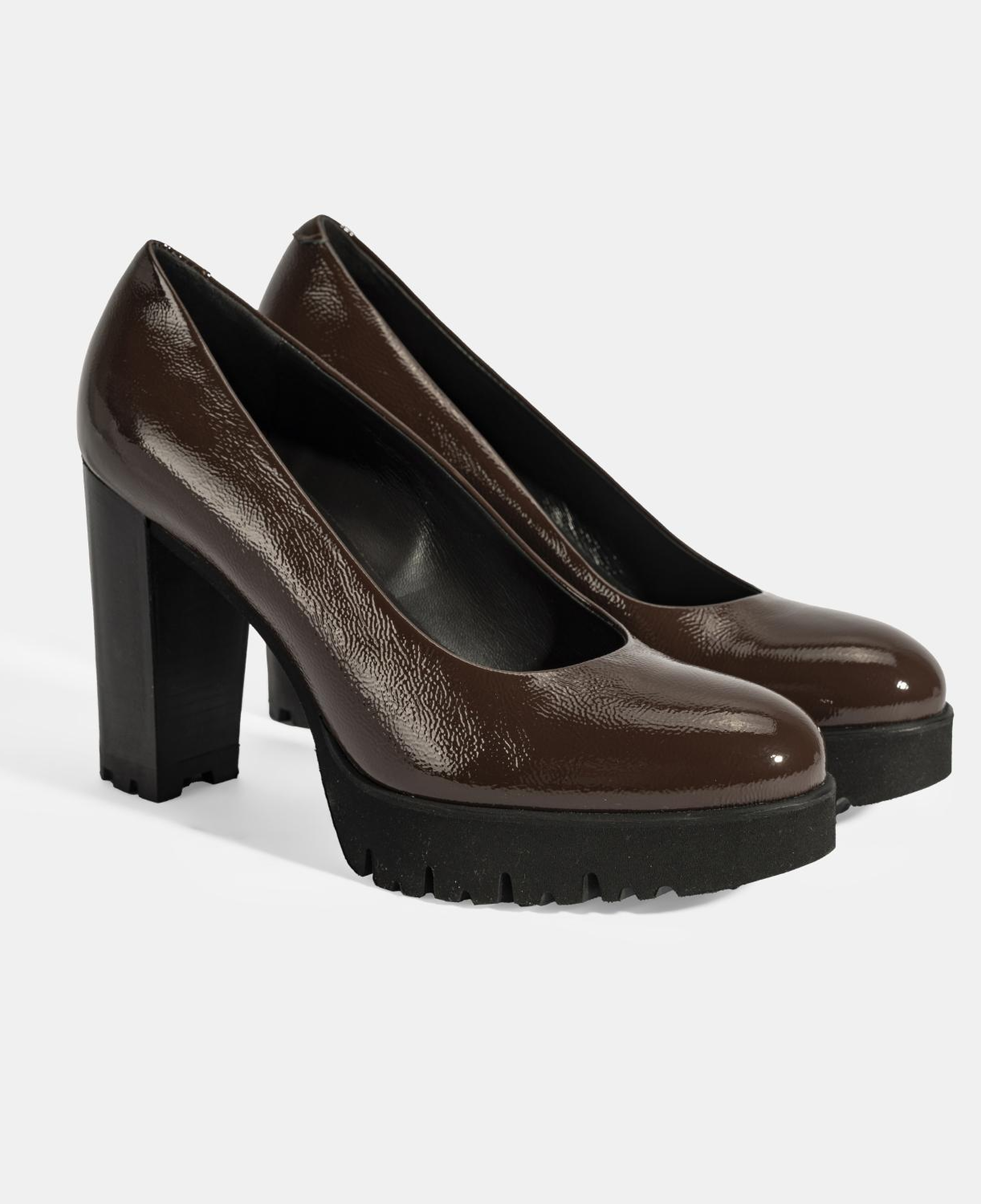 Luca Grossi Kadın Kahve Platform Topuklu Rugan Ayakkabı