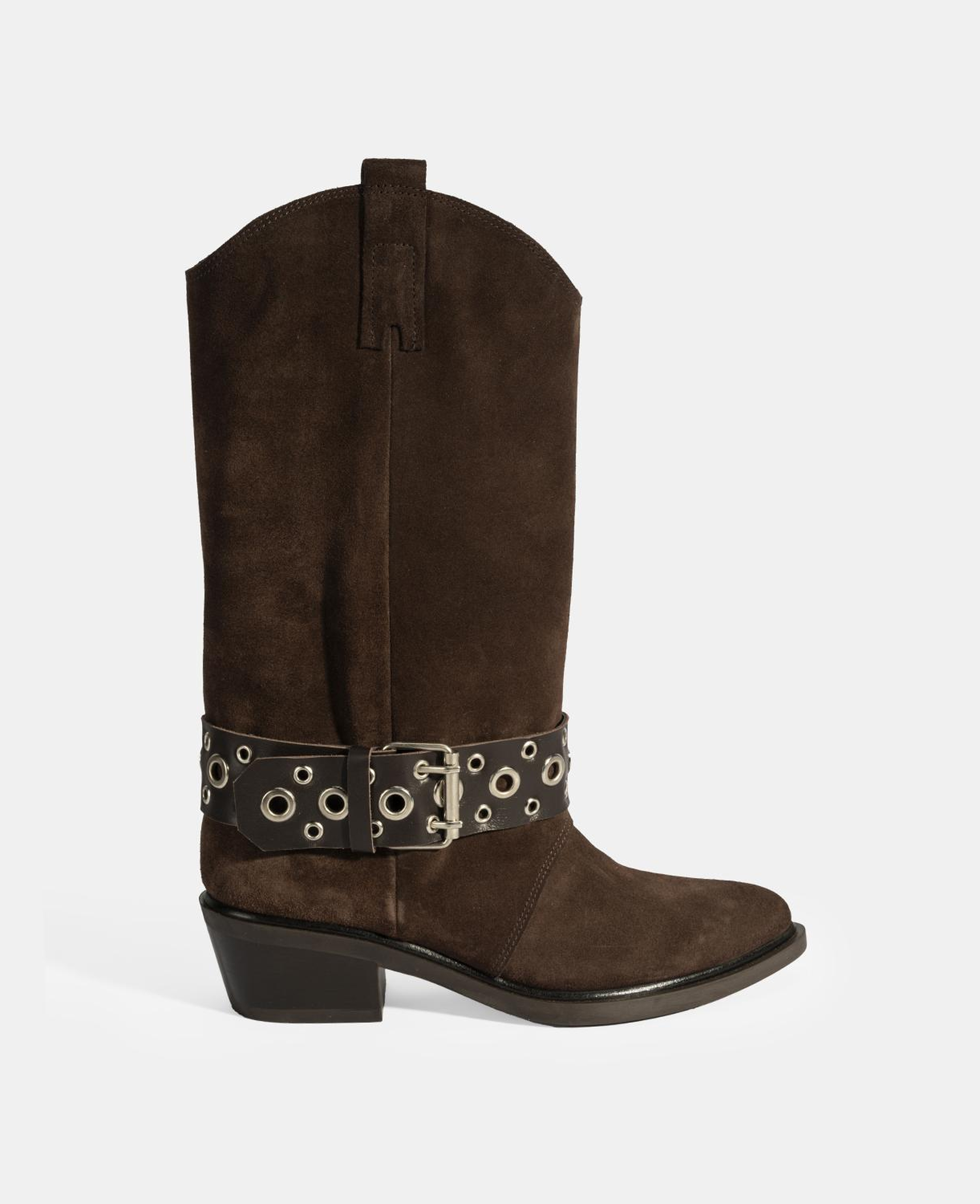 Kadın Kahve Ayarlanabilir Kemer Aksesuarlı Süet Bot