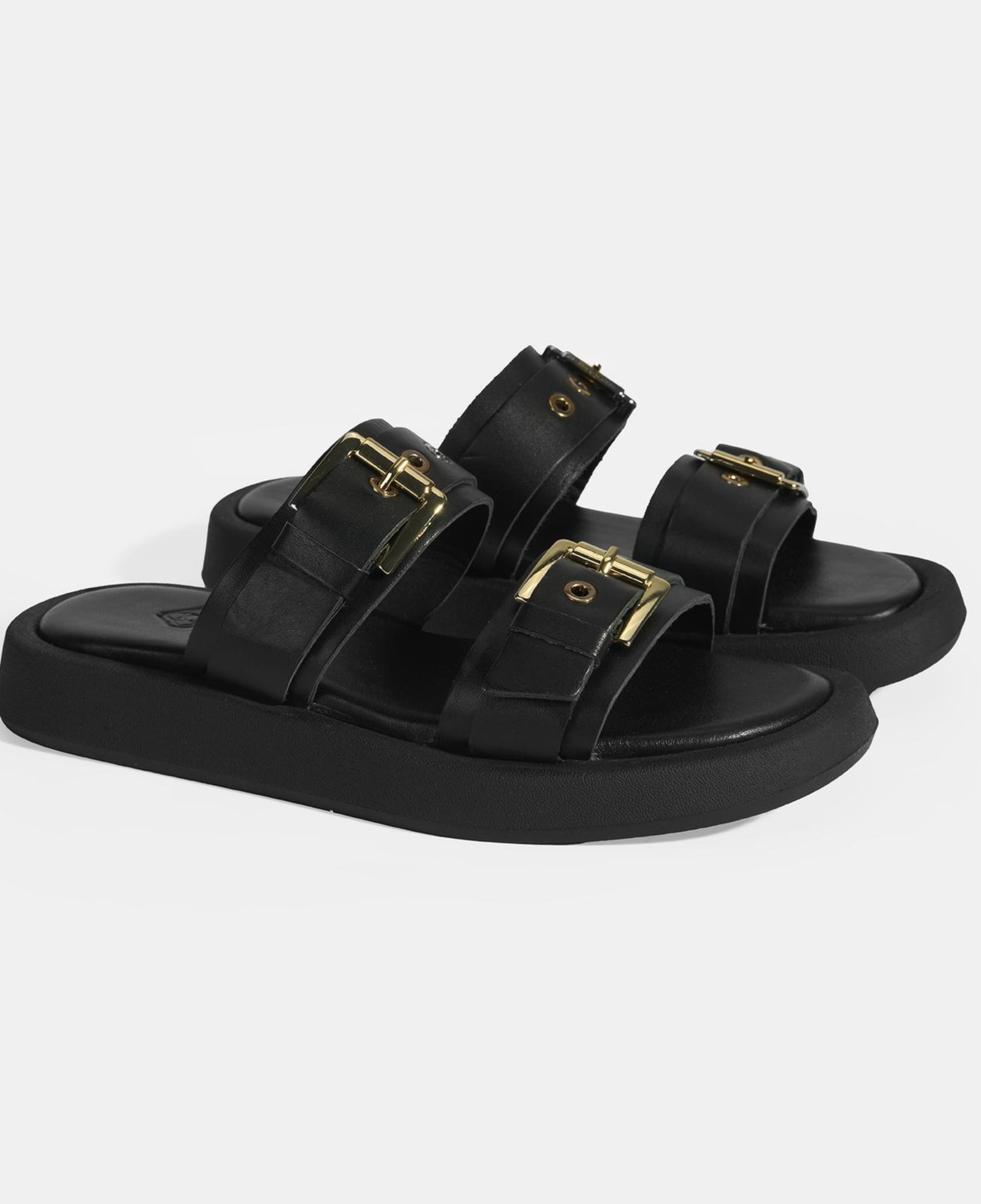 Kadın Siyah Toka Detaylı Deri Terlik