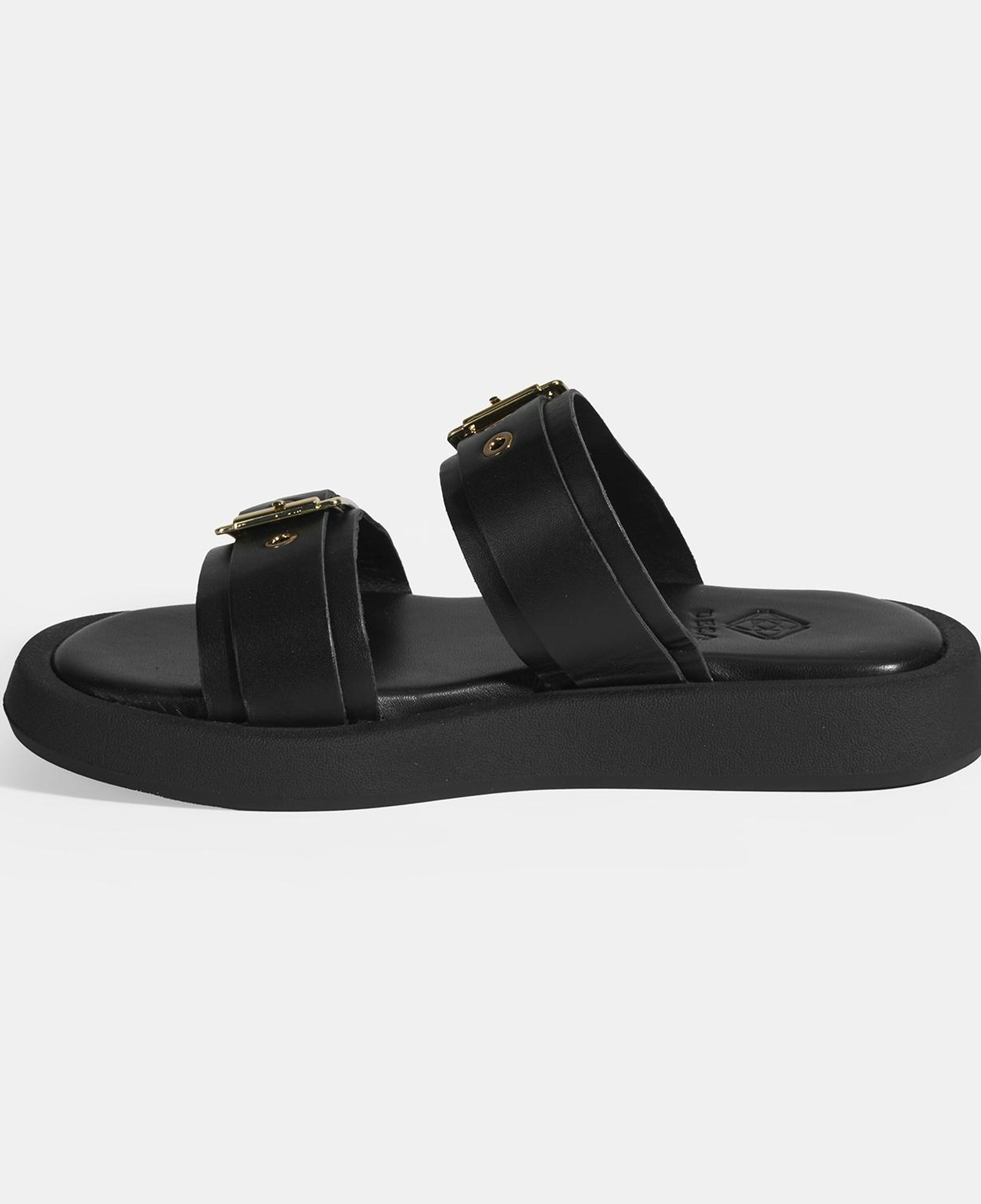 Kadın Siyah Toka Detaylı Deri Terlik