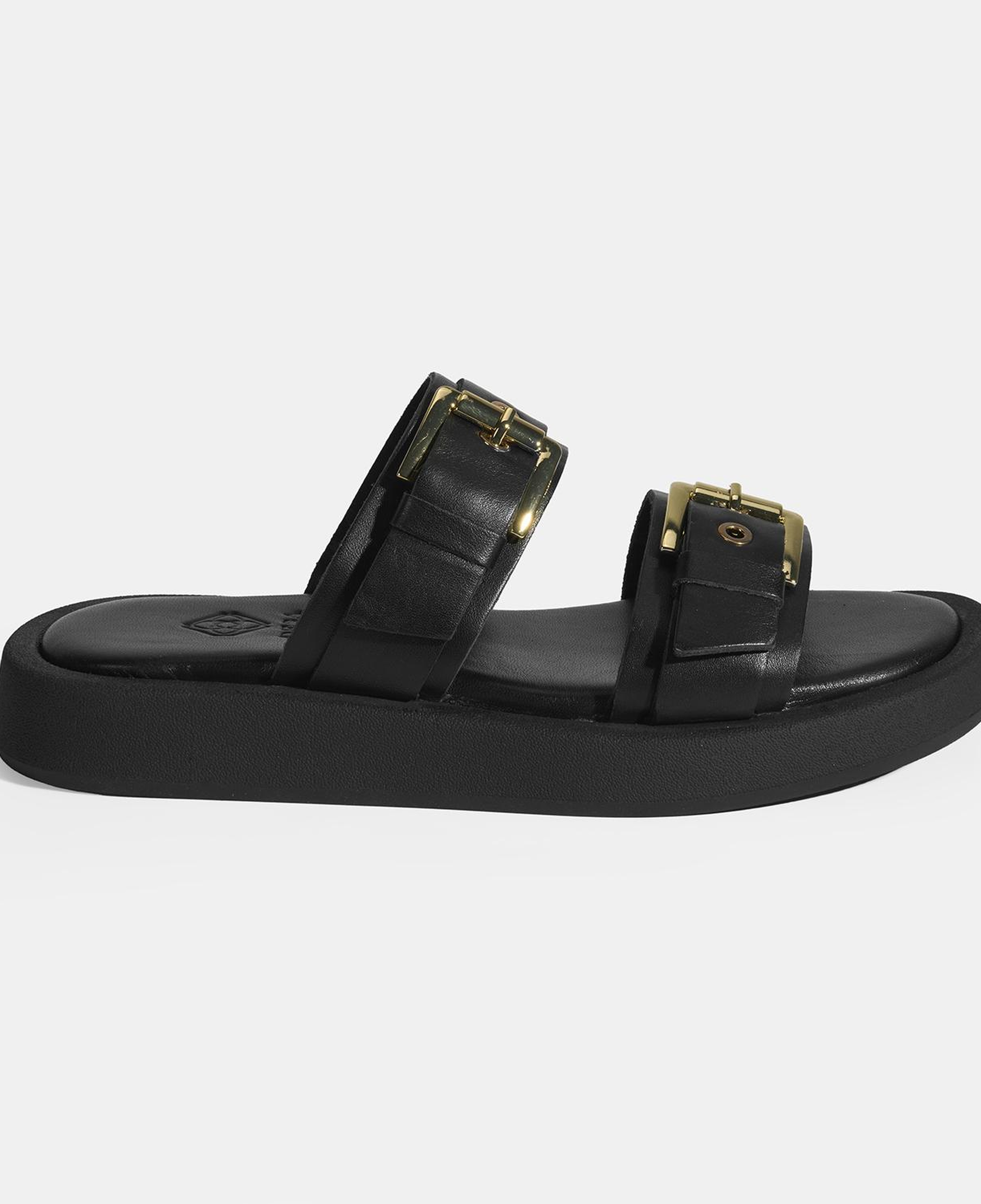 Kadın Siyah Toka Detaylı Deri Terlik