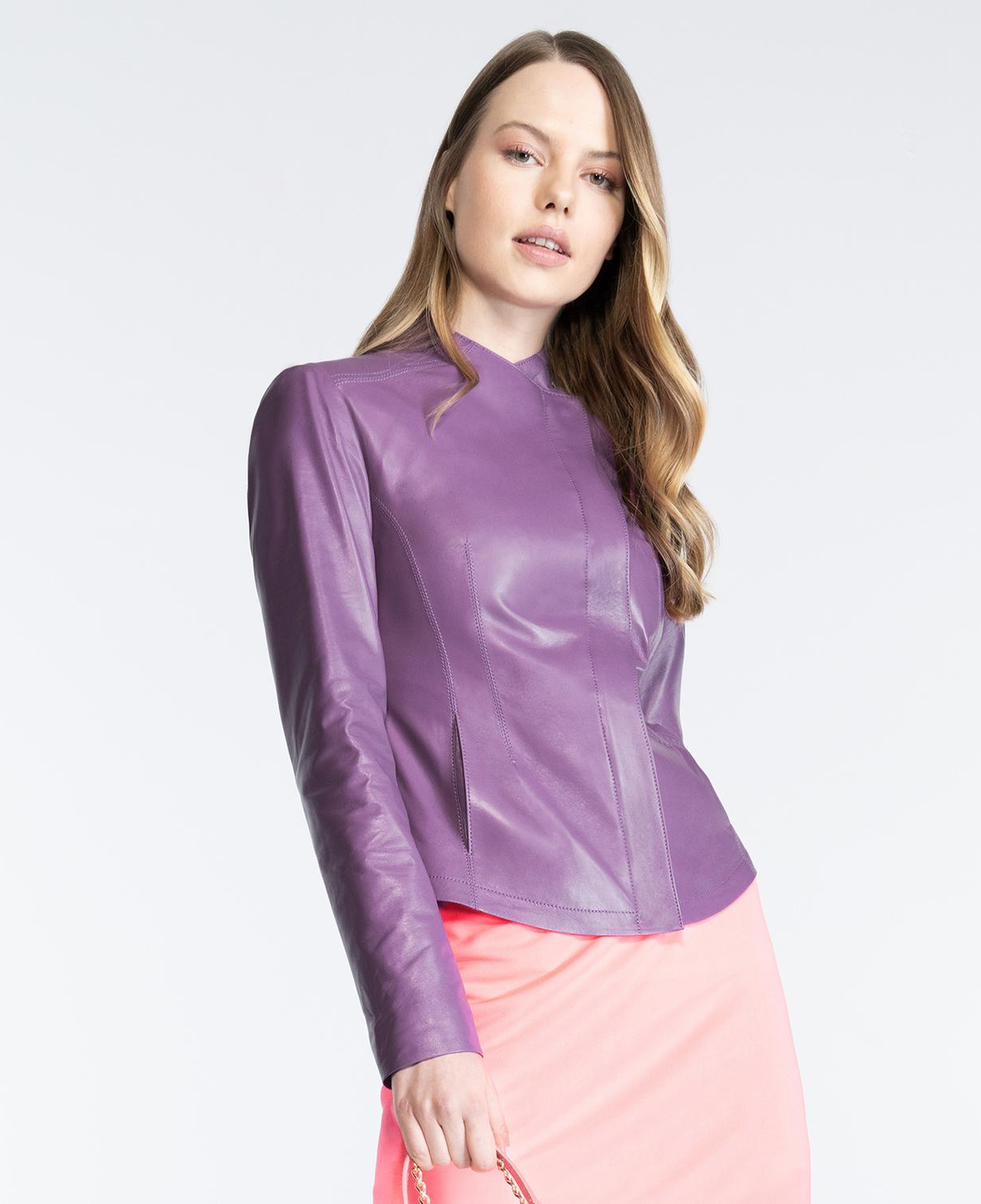 Carel Lila Kadın Deri Ceket