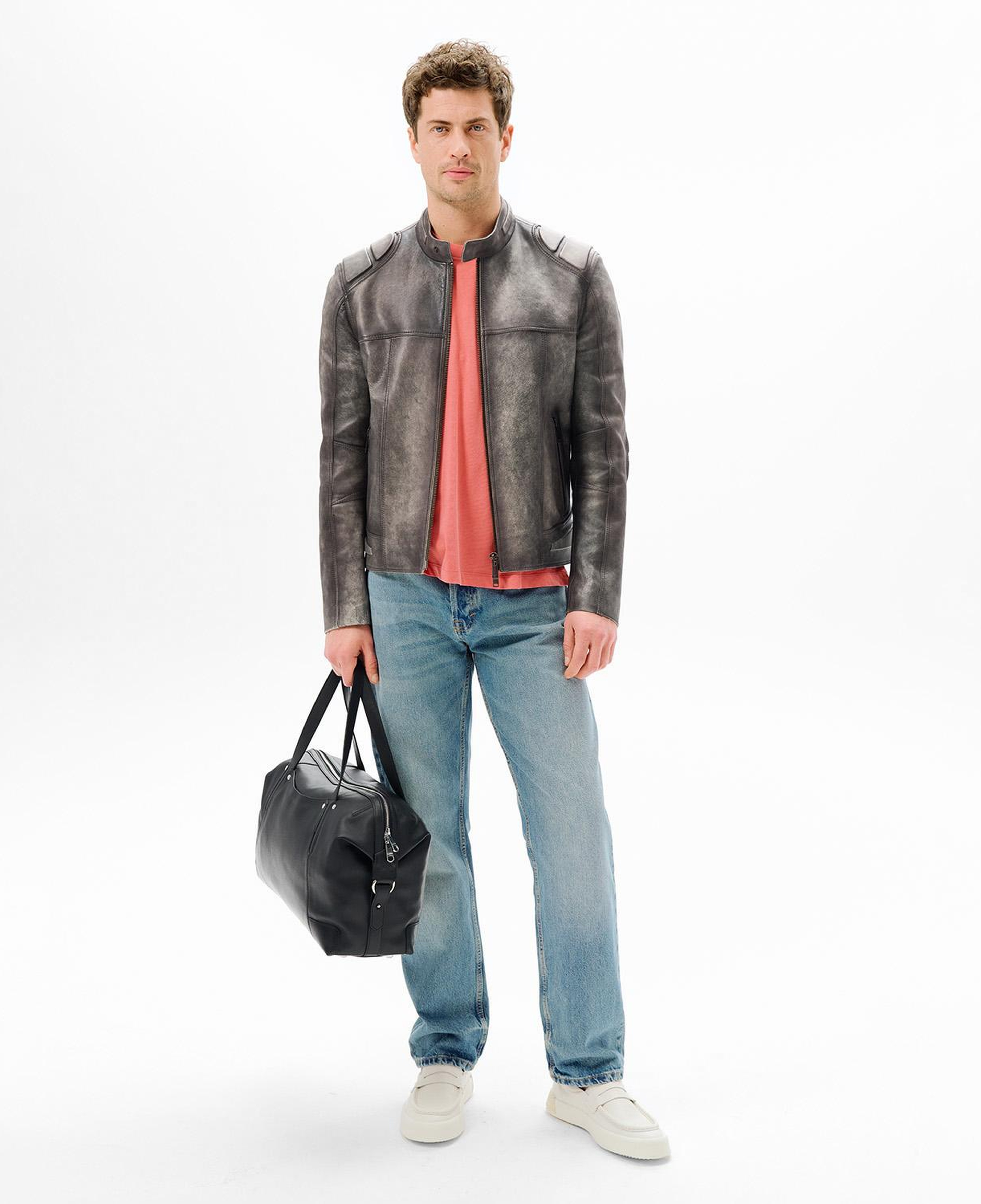 Tirona Gri Erkek Deri Mont