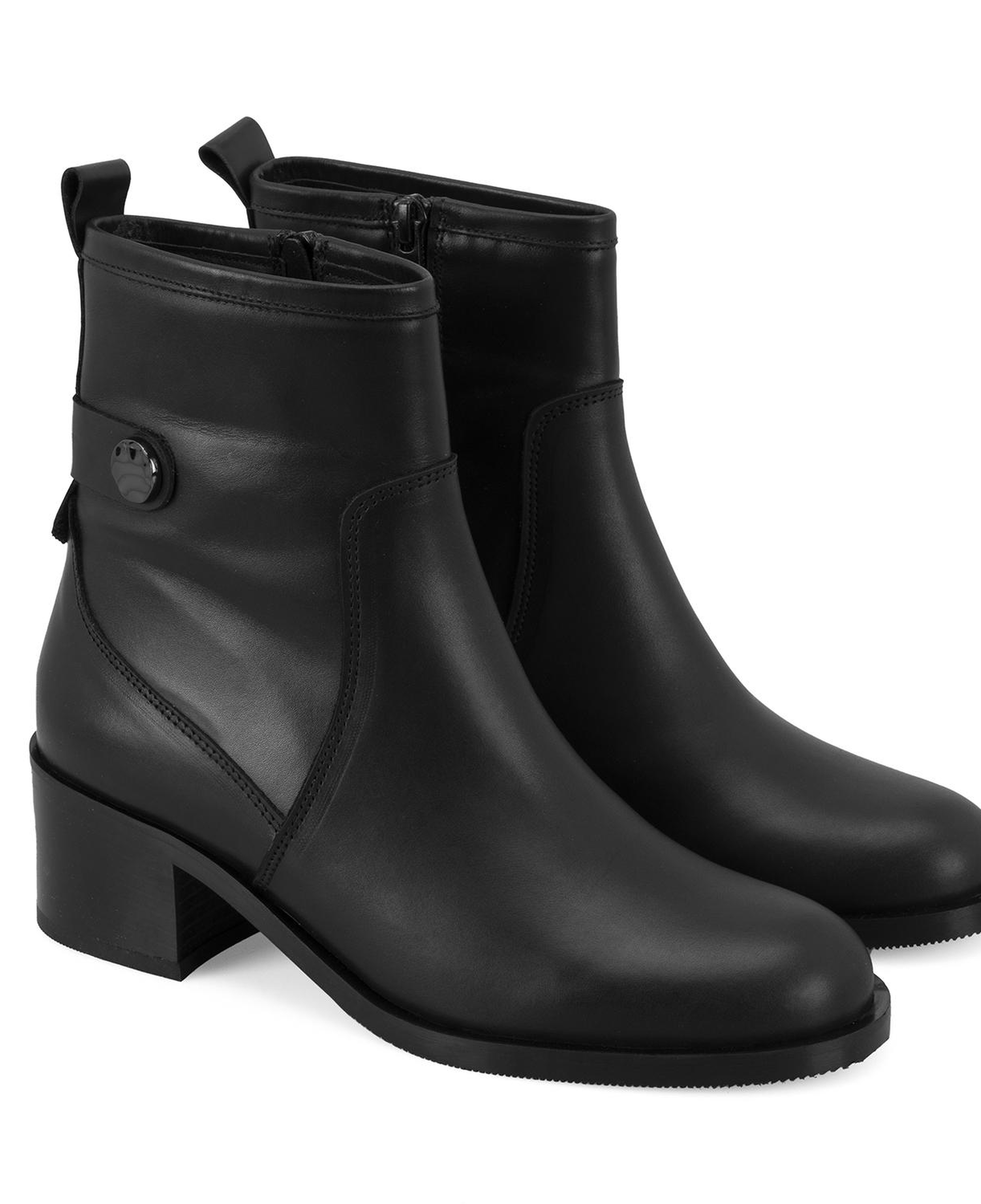 Mayla Siyah Kadın Fermuarlı Topuklu Deri Bot