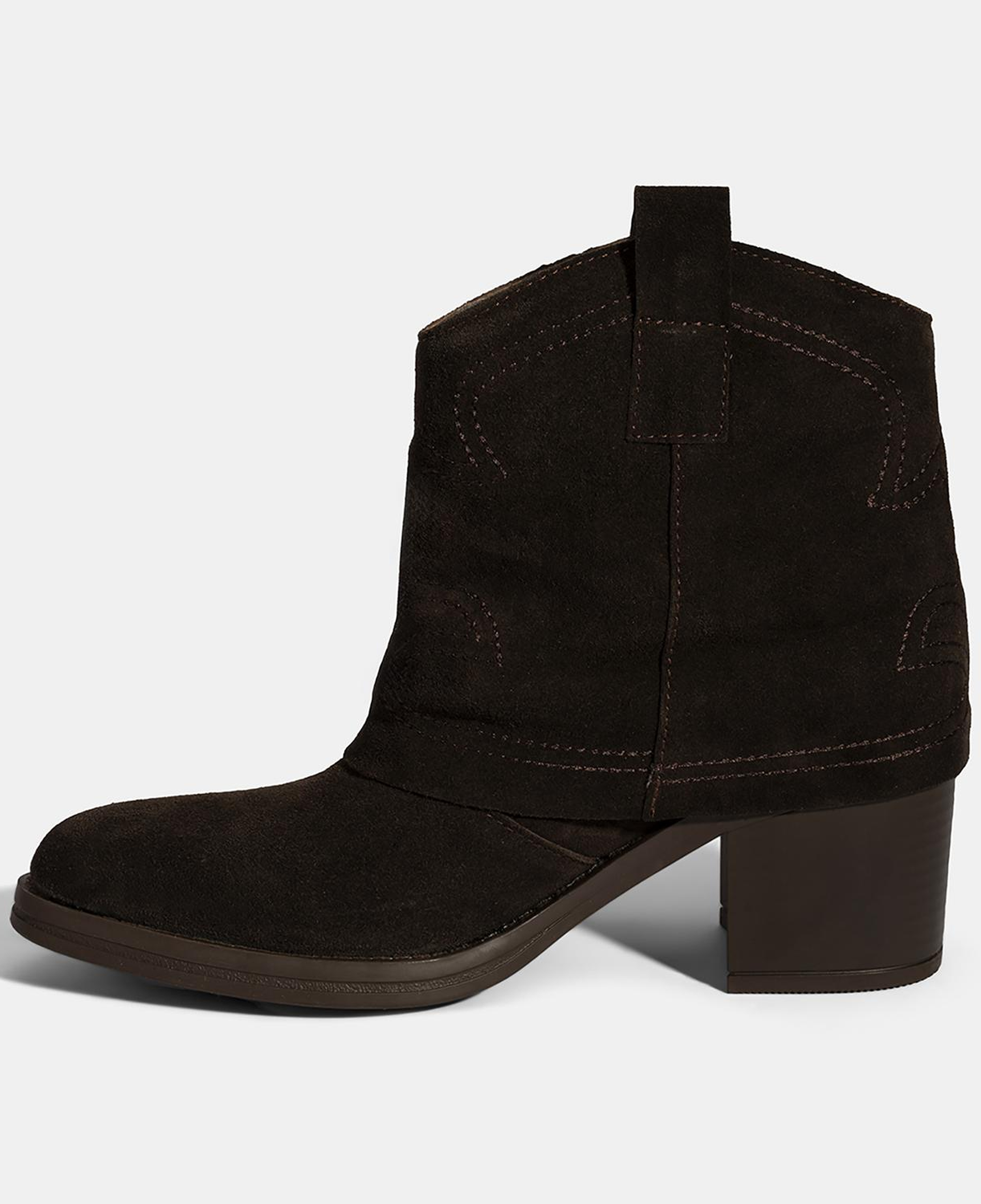 Kadın Kahve İşleme Detaylı Kalın Topuklu Bot