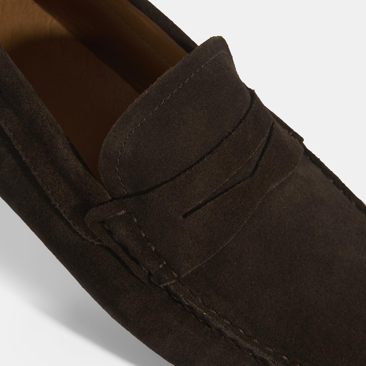 Erkek Kahve Slip-On Süet Loafer