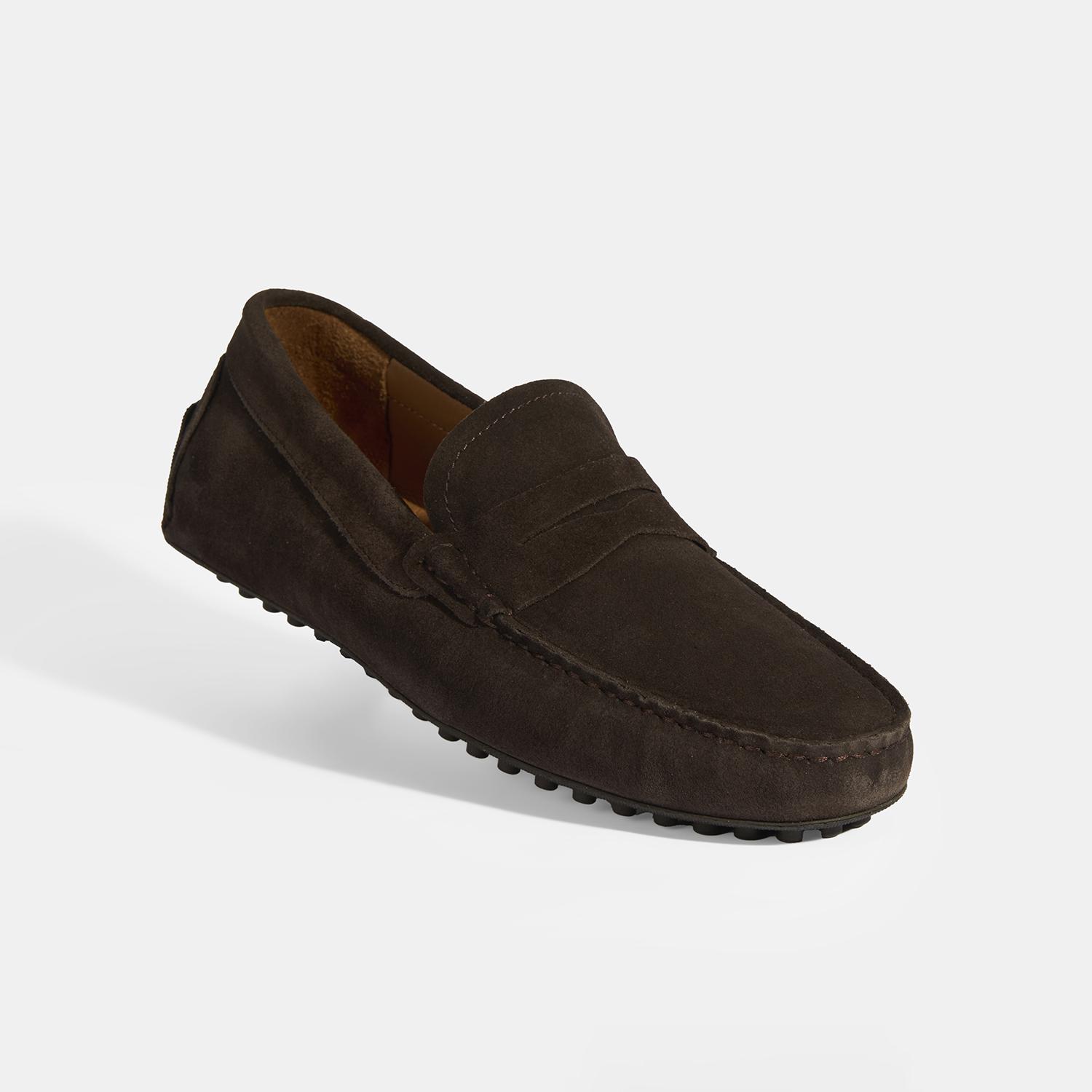 Erkek Kahve Slip-On Süet Loafer