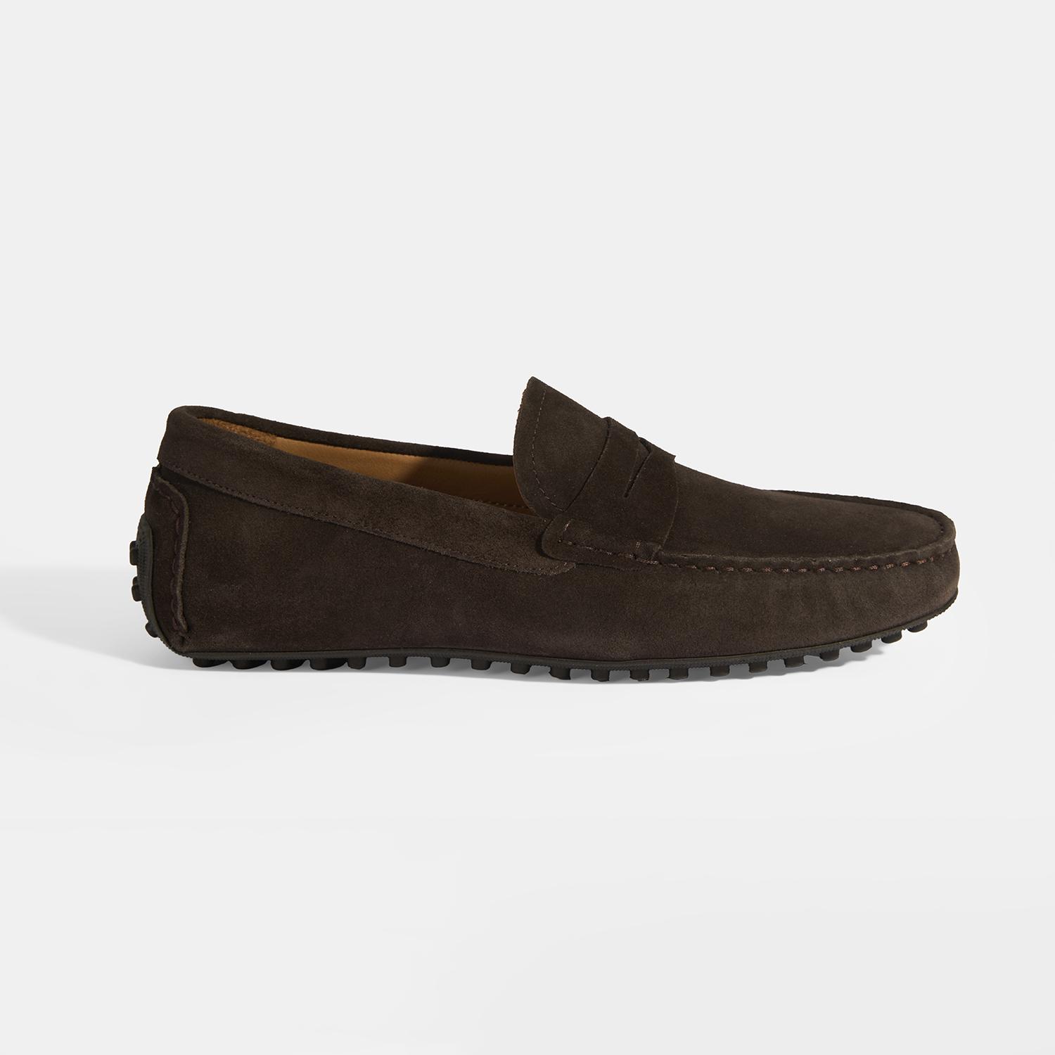 Erkek Kahve Slip-On Süet Loafer
