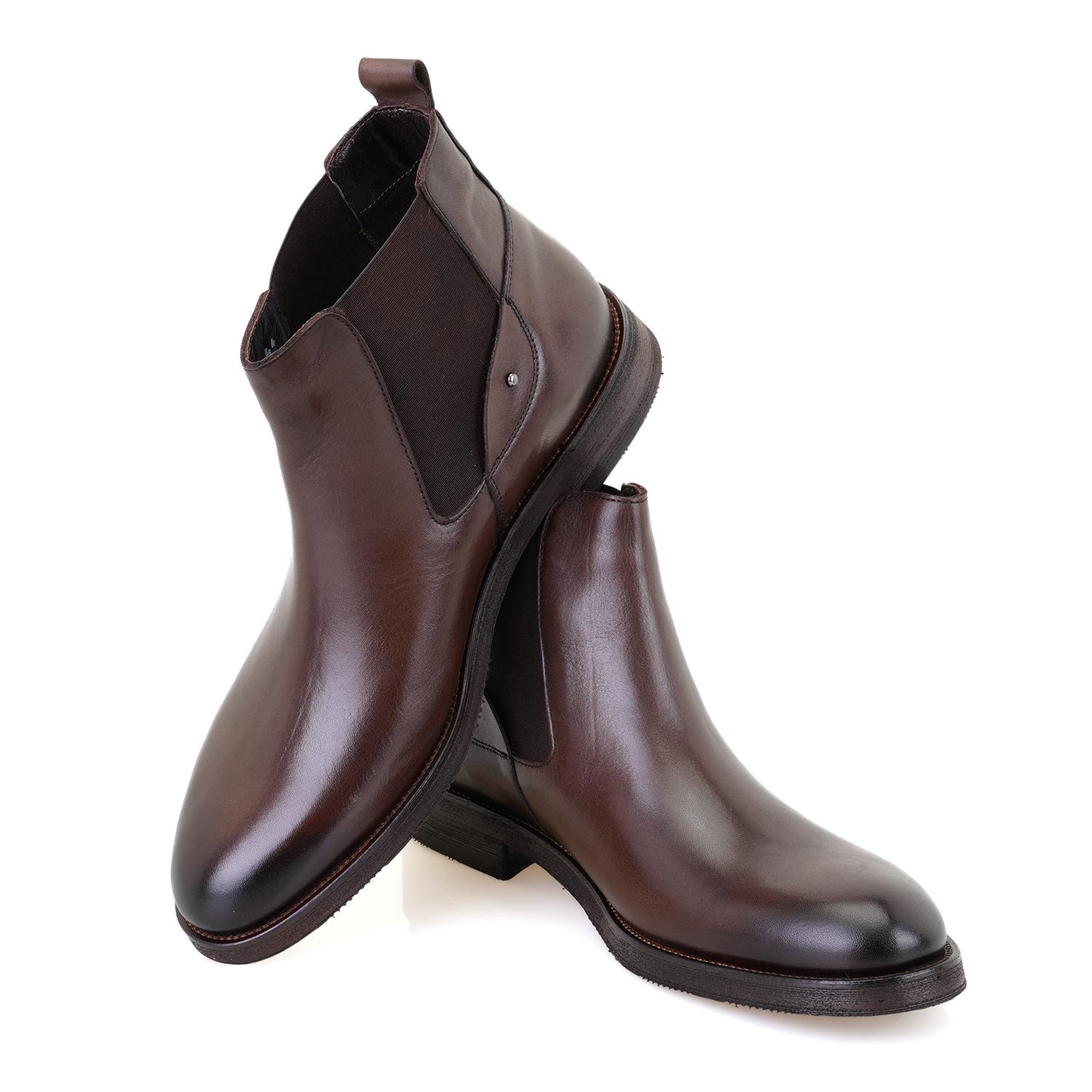 Pravin Kahve Erkek Lastikli Deri Chelsea Bot