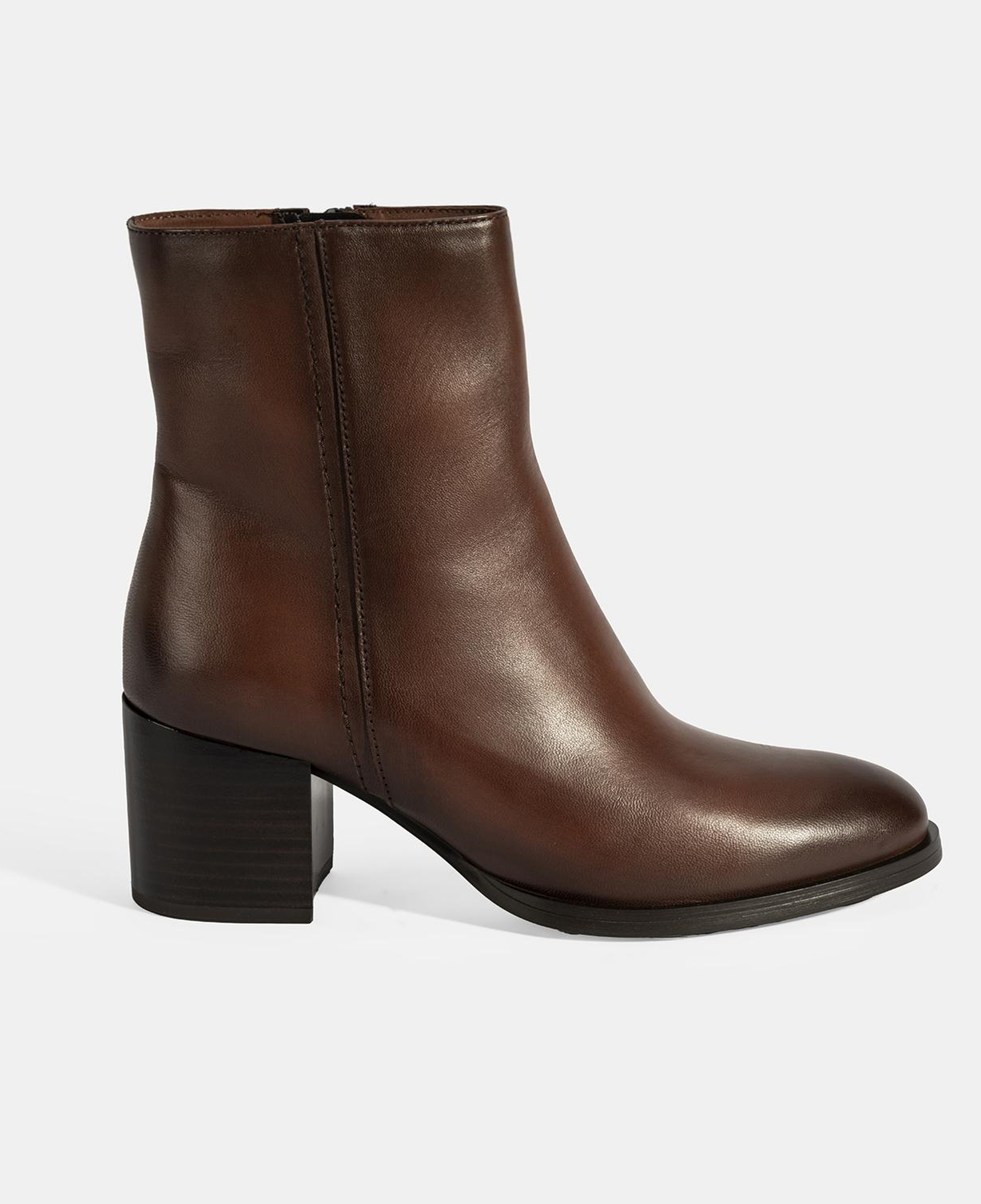 Kadın Taba Kalın Topuklu Deri Bot