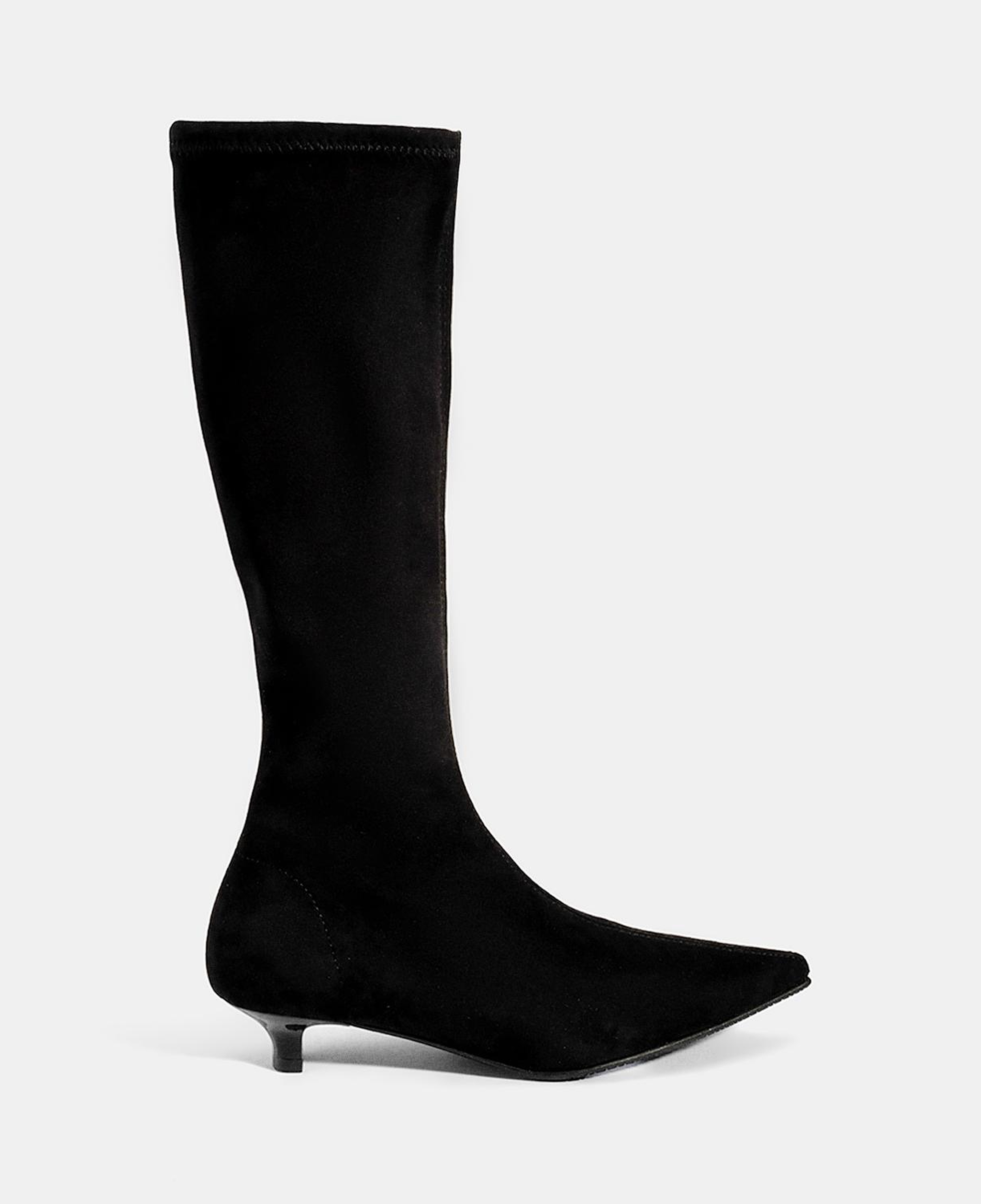 Kadın Siyah Sivri Burunlu Topuklu Stretch Çizme