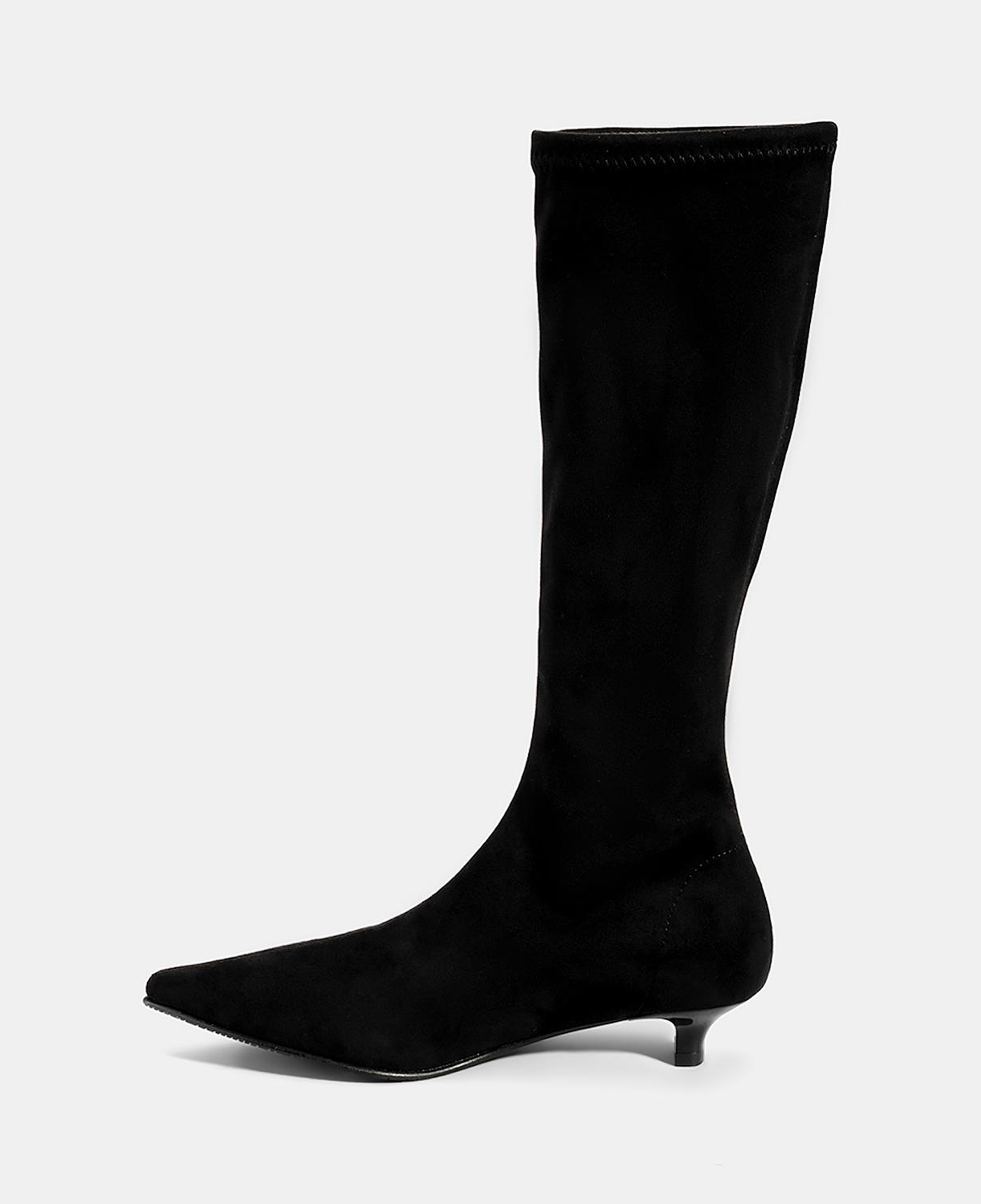 Kadın Siyah Sivri Burunlu Topuklu Stretch Çizme