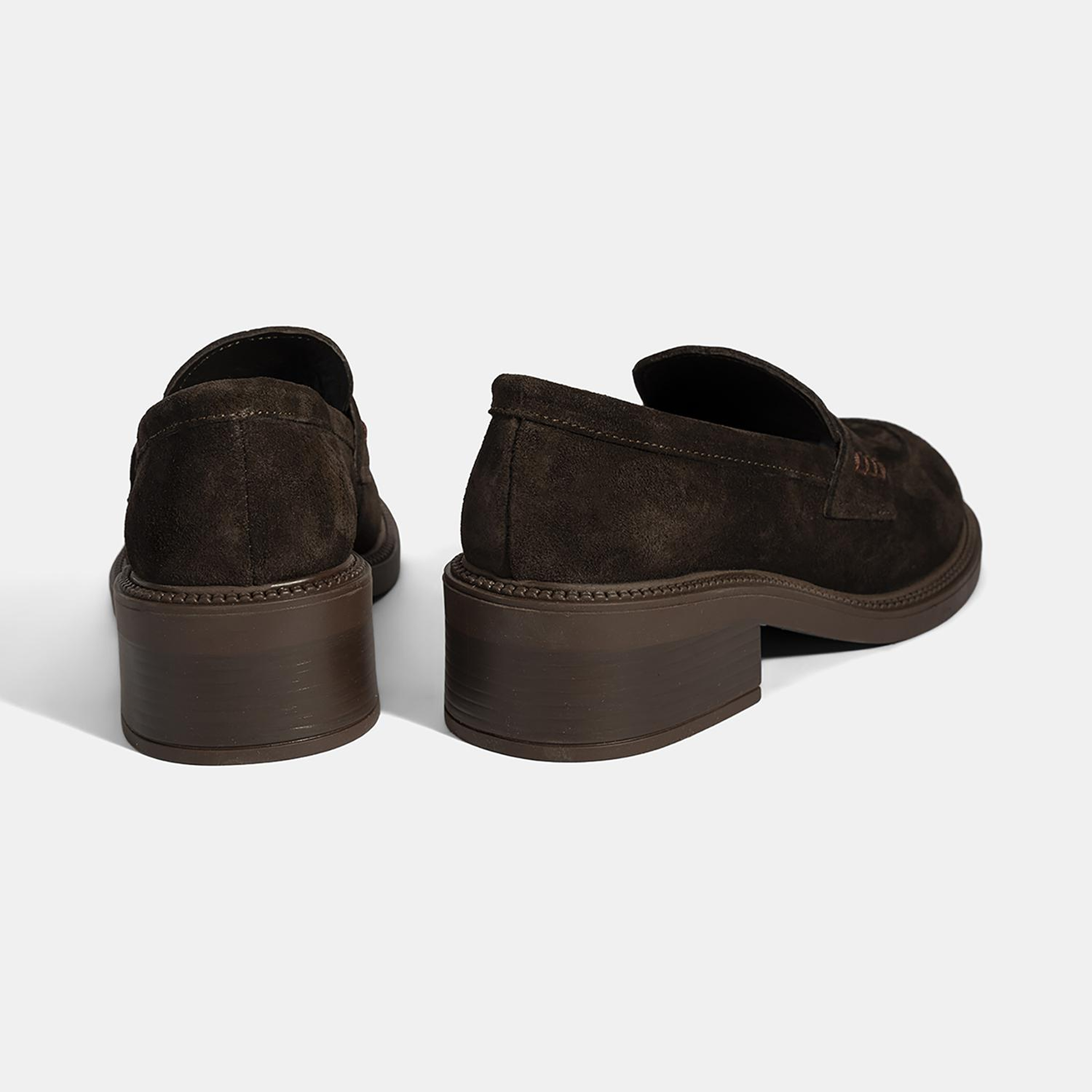 Kadın Kahve Topuklu Süet Loafer