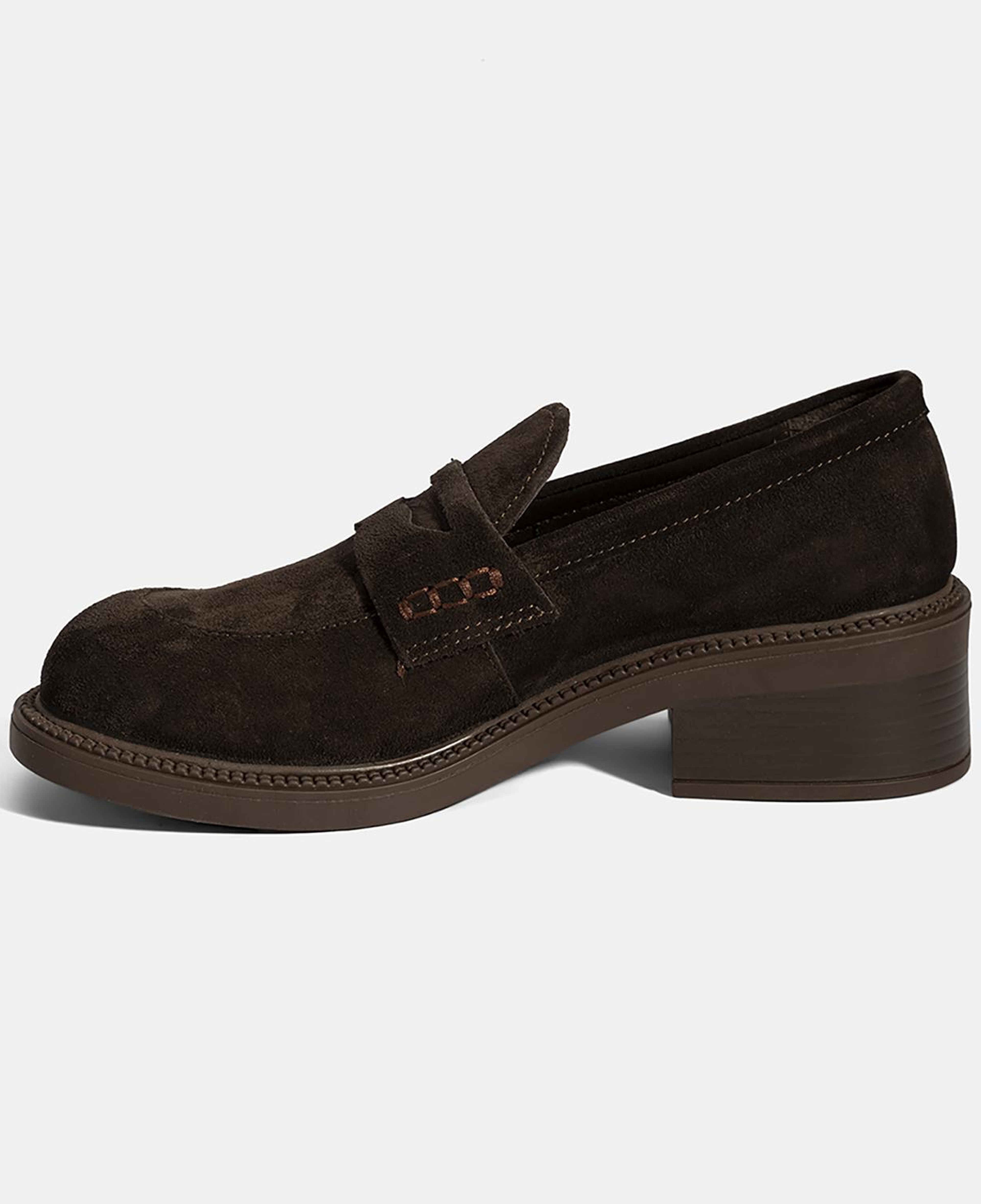 Kadın Kahve Topuklu Süet Loafer