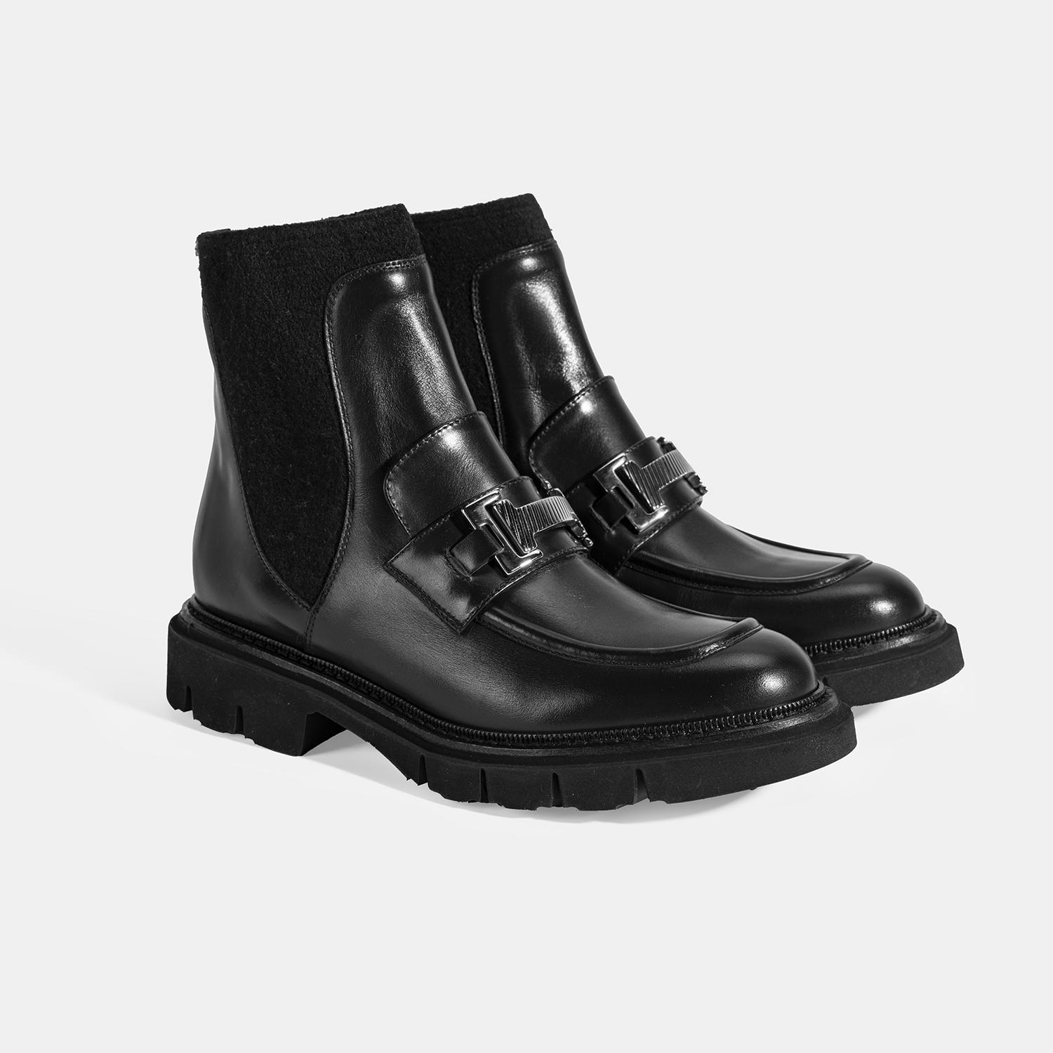 Luca Grossi Kadın Siyah Toka Detaylı Deri Chelsea Bot