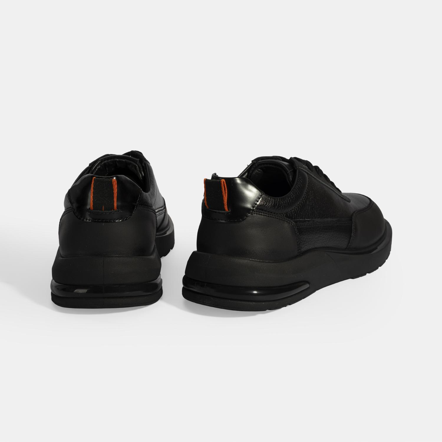 Erkek Siyah Bağcıklı Deri Günlük Ayakkabı