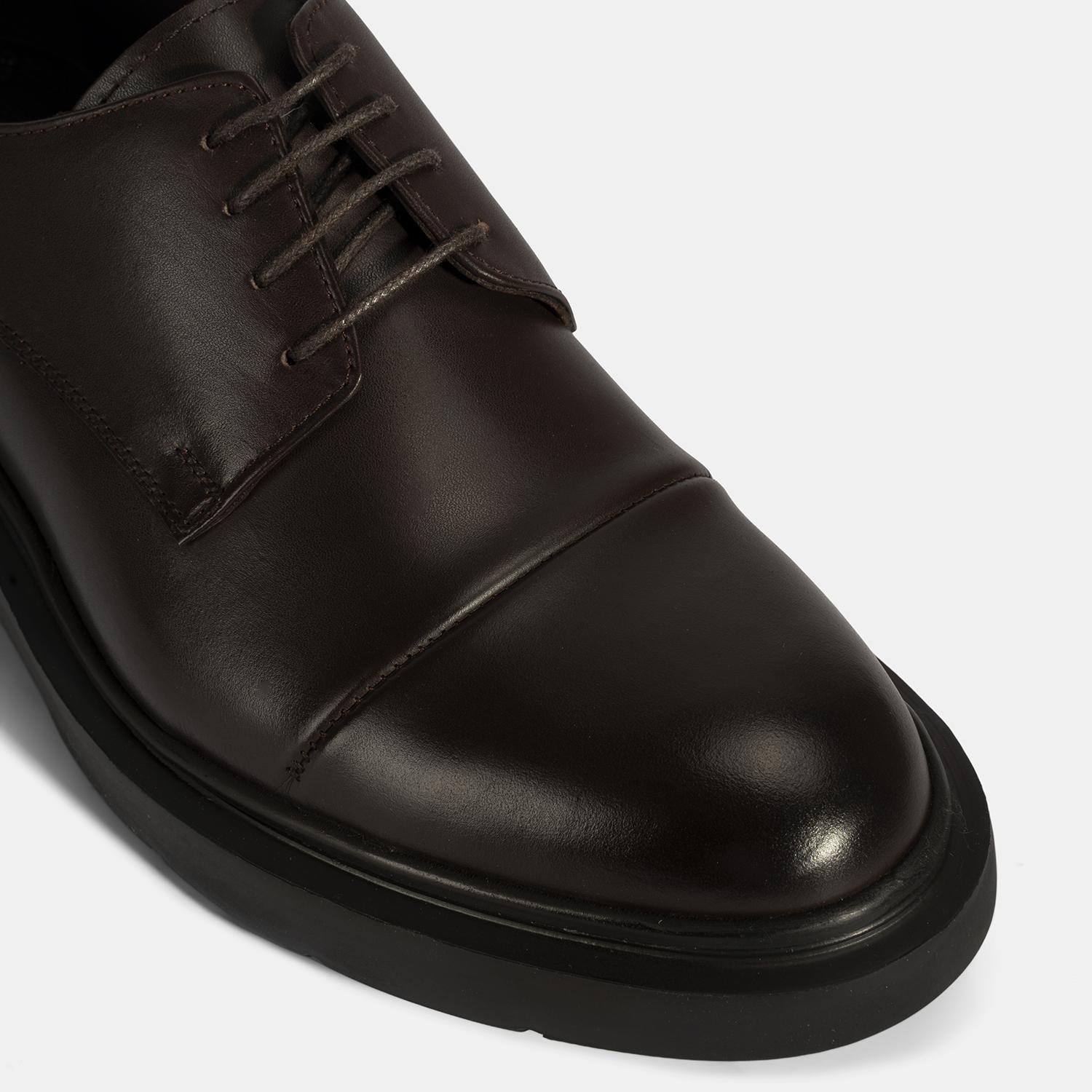 Erkek Kahve Bağcıklı Deri Klasik Ayakkabı