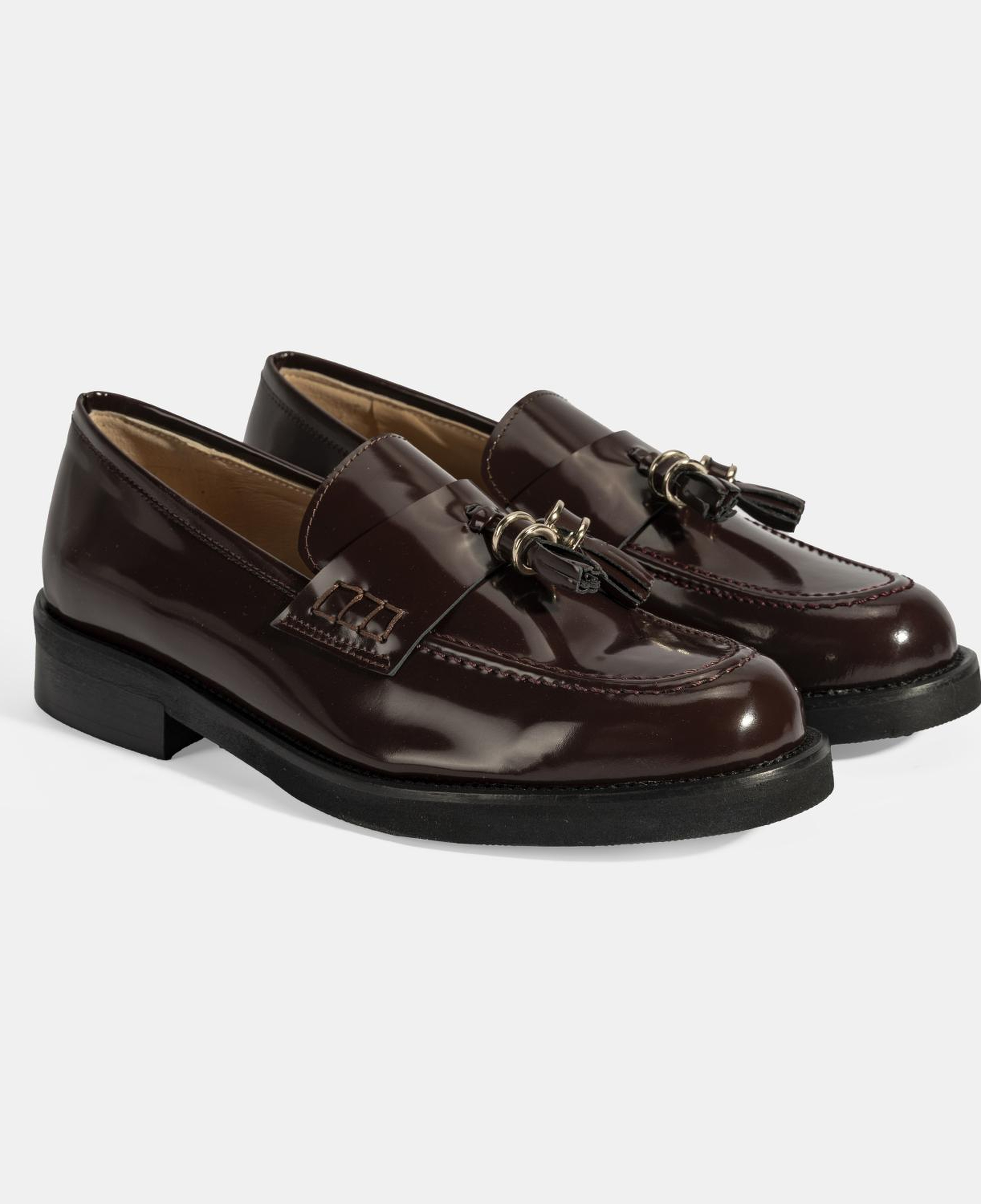 Luca Grossi Kadın Bordo Püskül Detaylı Deri Loafer