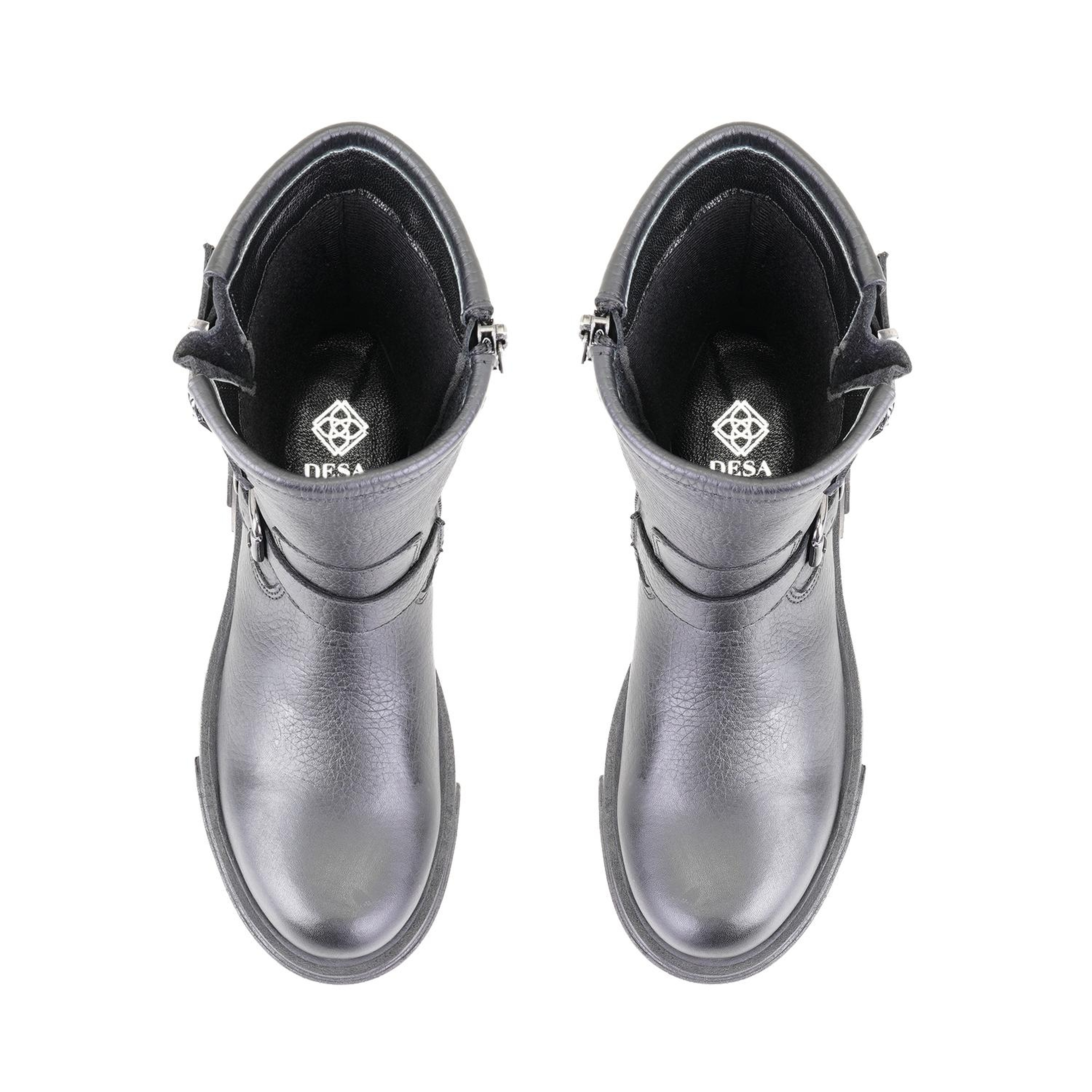 Kadın Siyah Fermuarlı Deri Bot