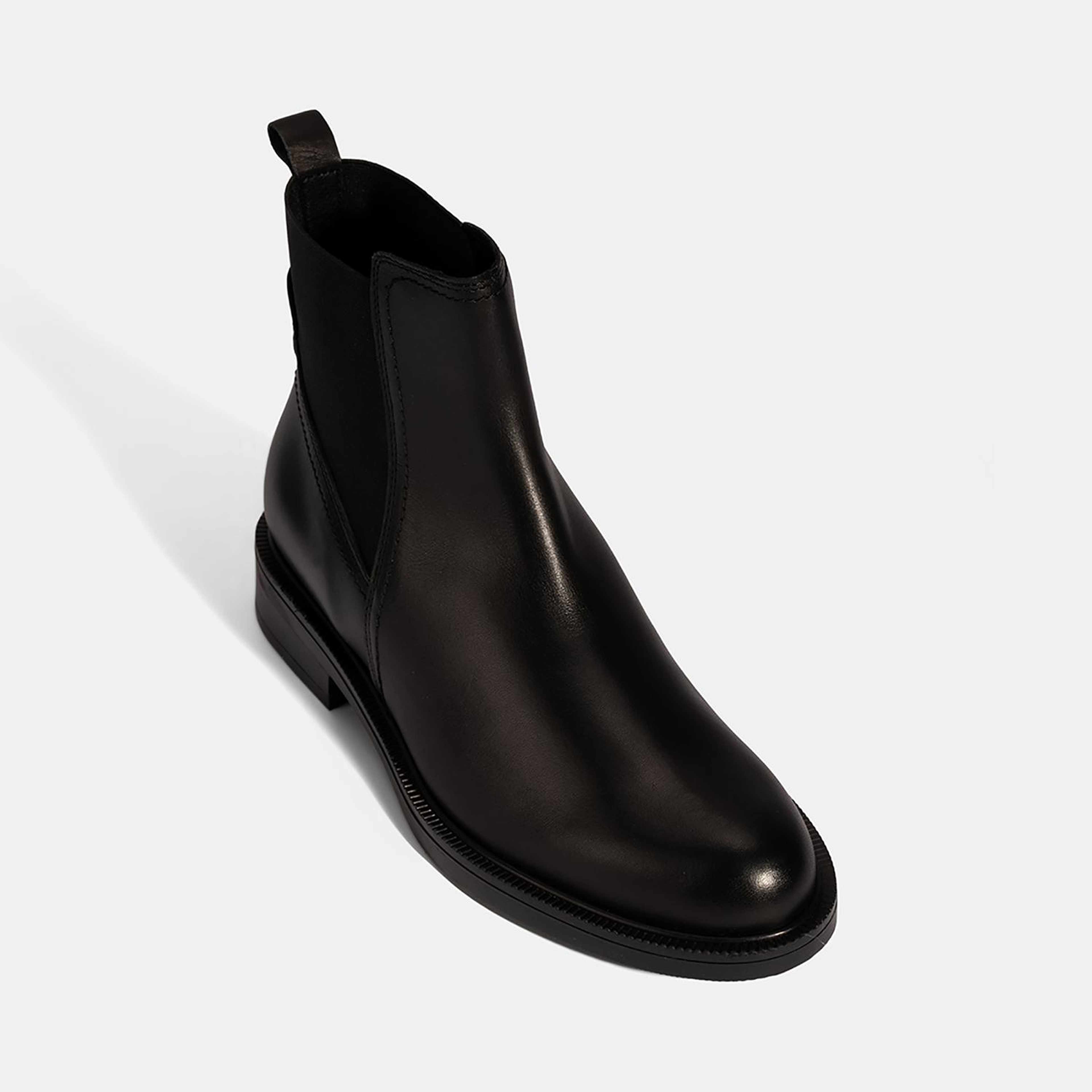 Kadın Siyah Lastik Detaylı Deri Bot