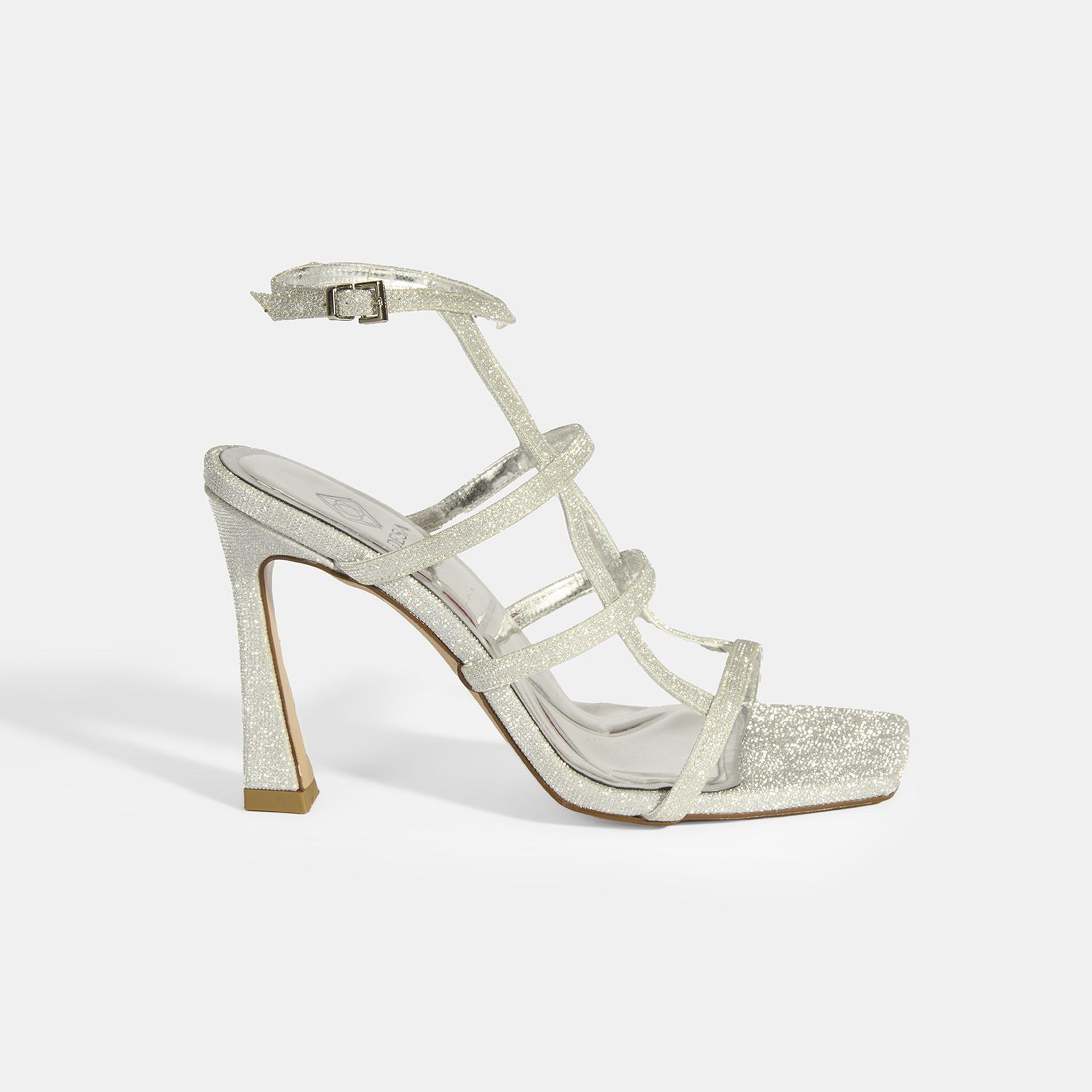 Kadın Gümüş Toka Detaylı Topuklu Abiye Sandalet