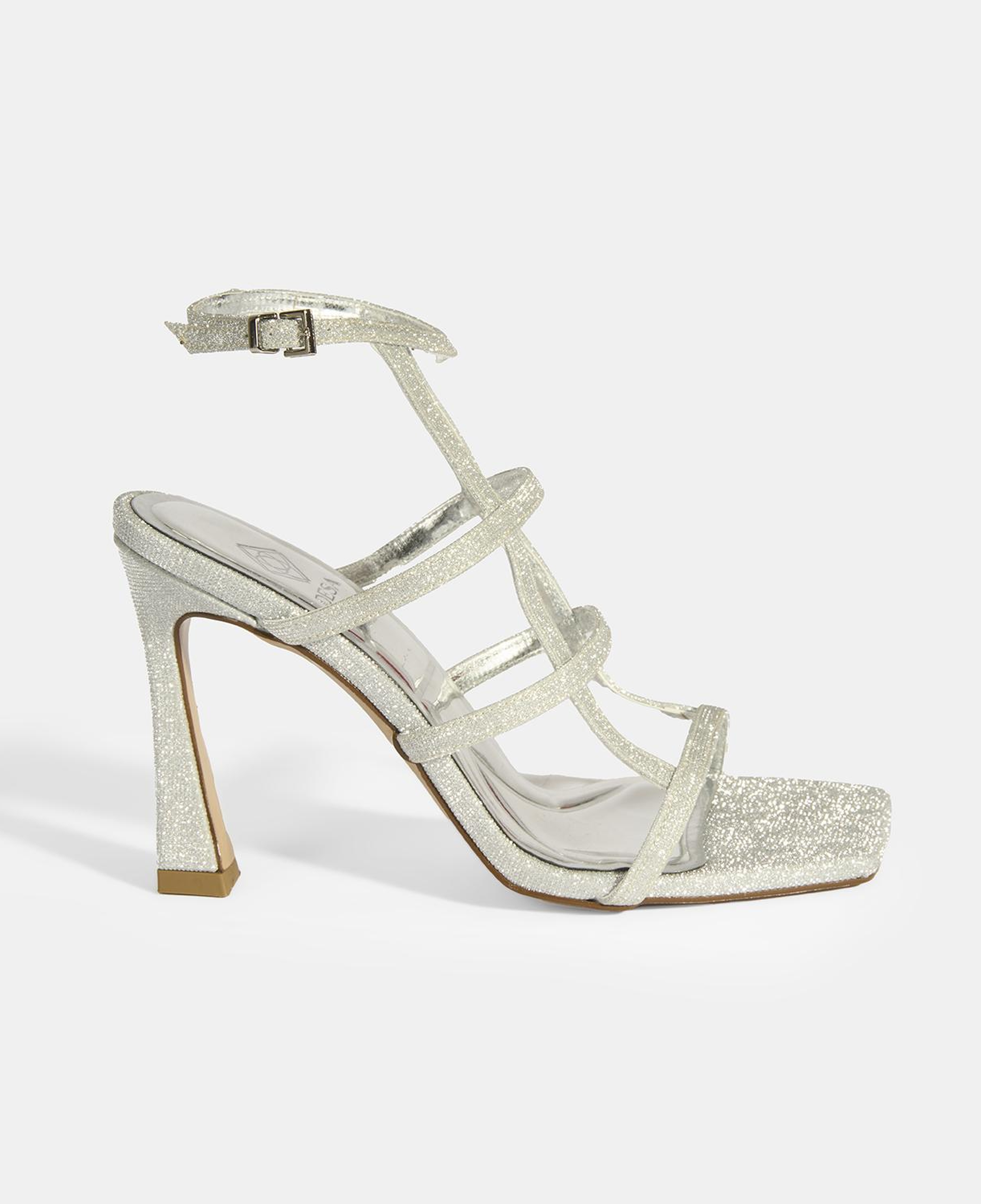 Kadın Gümüş Toka Detaylı Topuklu Abiye Sandalet