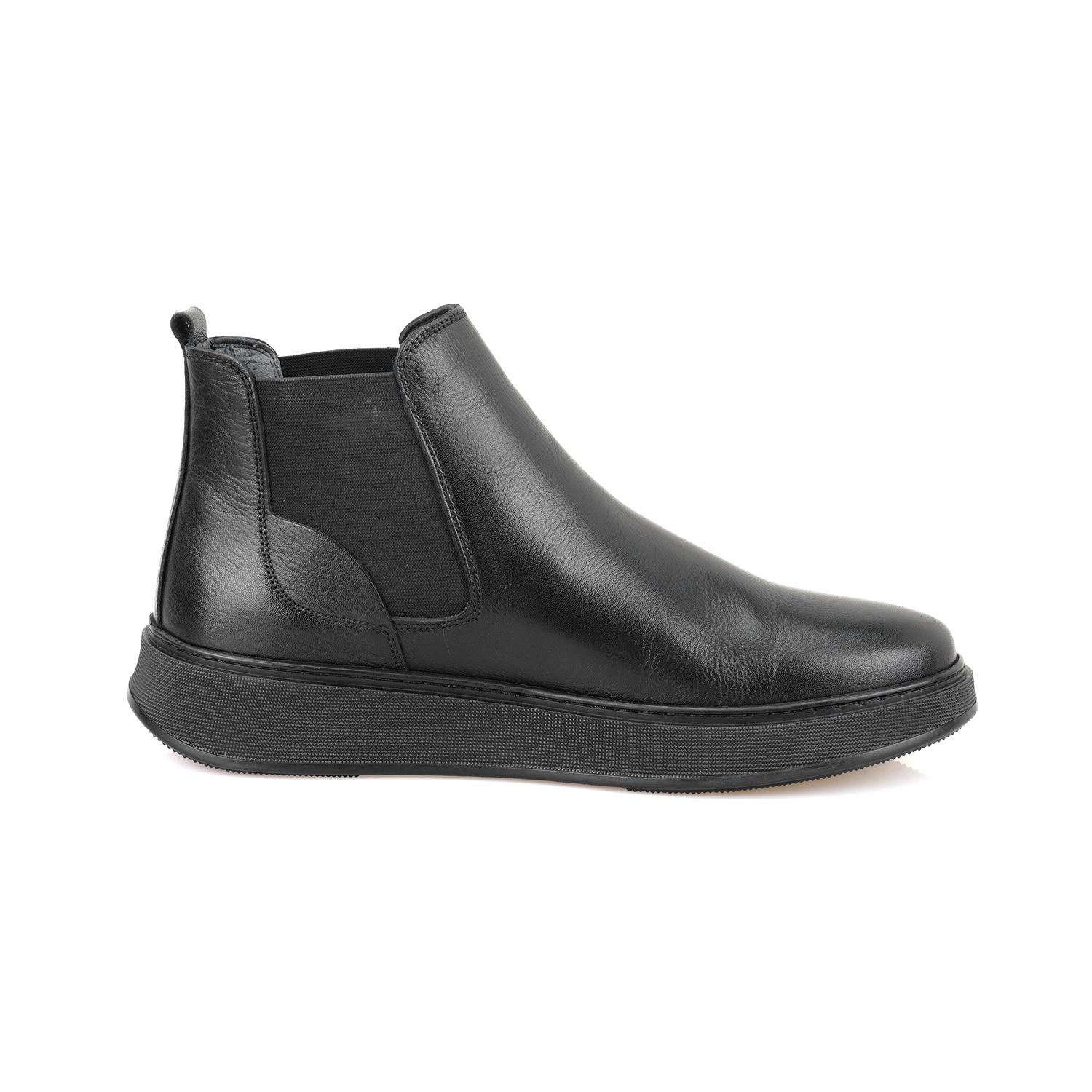 Liene Siyah Erkek Lastikli Deri Bot