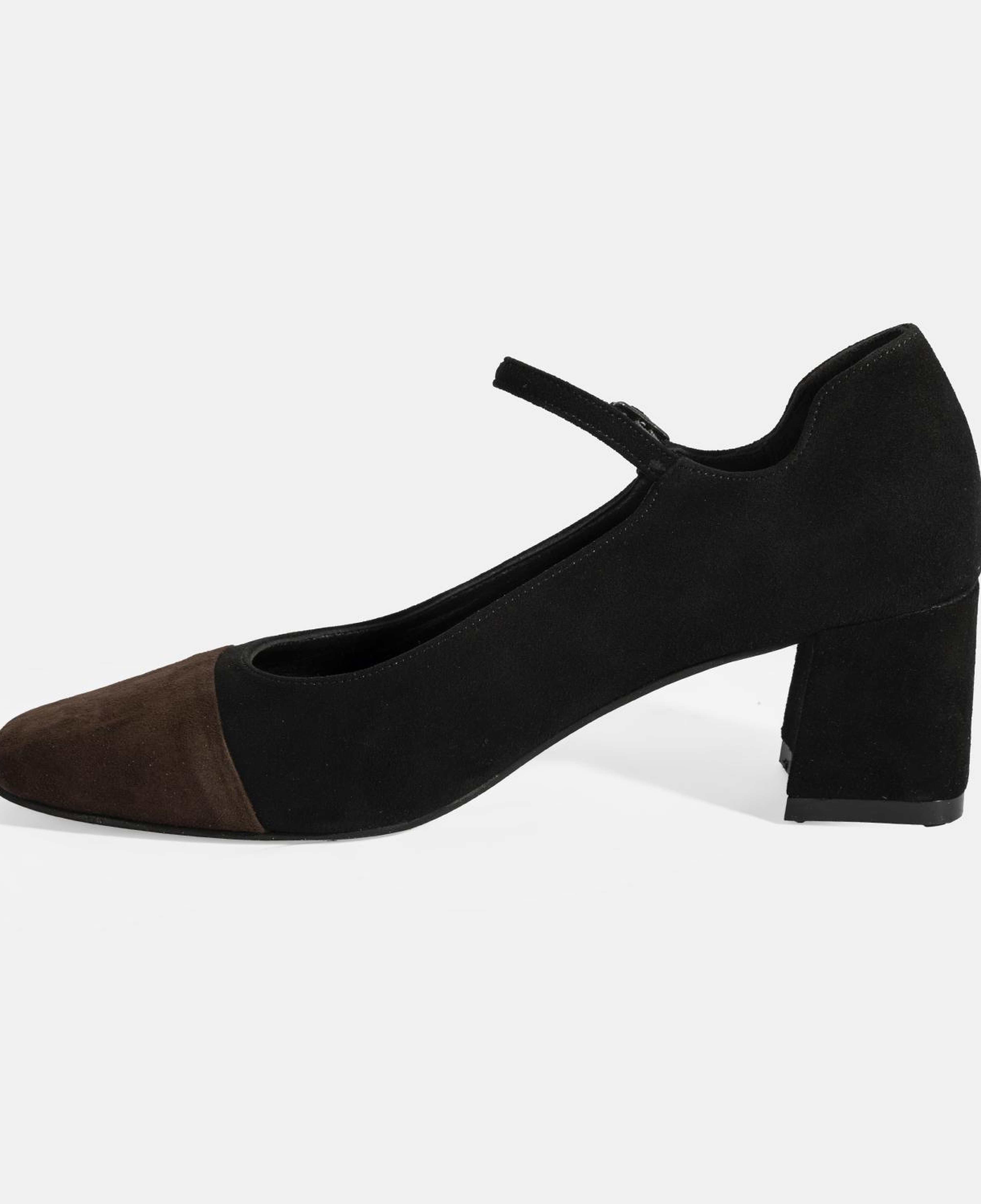 Kadın Siyah Ayarlanabilir Tokalı Süet Topuklu Ayakkabı